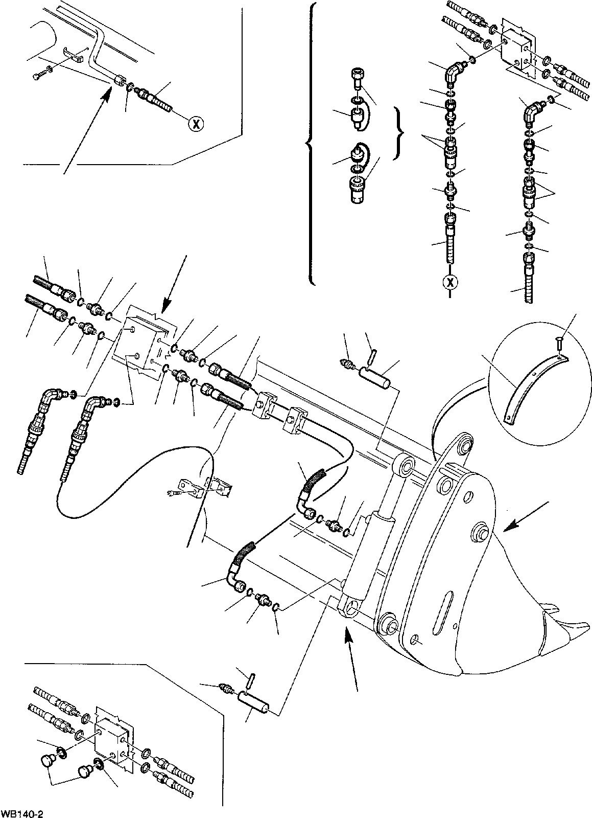 Схема запчастей Komatsu WB140PS-2 - ГИДРОЛИНИЯ КОВША (МЕХАНИЧ. БЫСТРОСЪЕМН. МЕХ-М [4 В 1]) (ОПЦ. ГИДРАВЛИКА РАБОЧЕЕ ОБОРУДОВАНИЕ