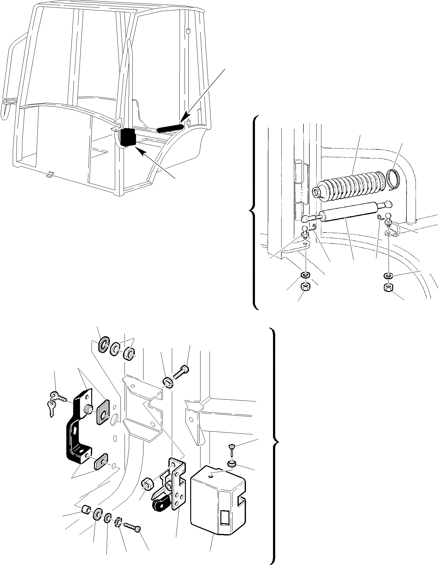Схема запчастей Komatsu WB140PS-2 - КАБИНА (/) ЧАСТИ КОРПУСА И КАБИНА