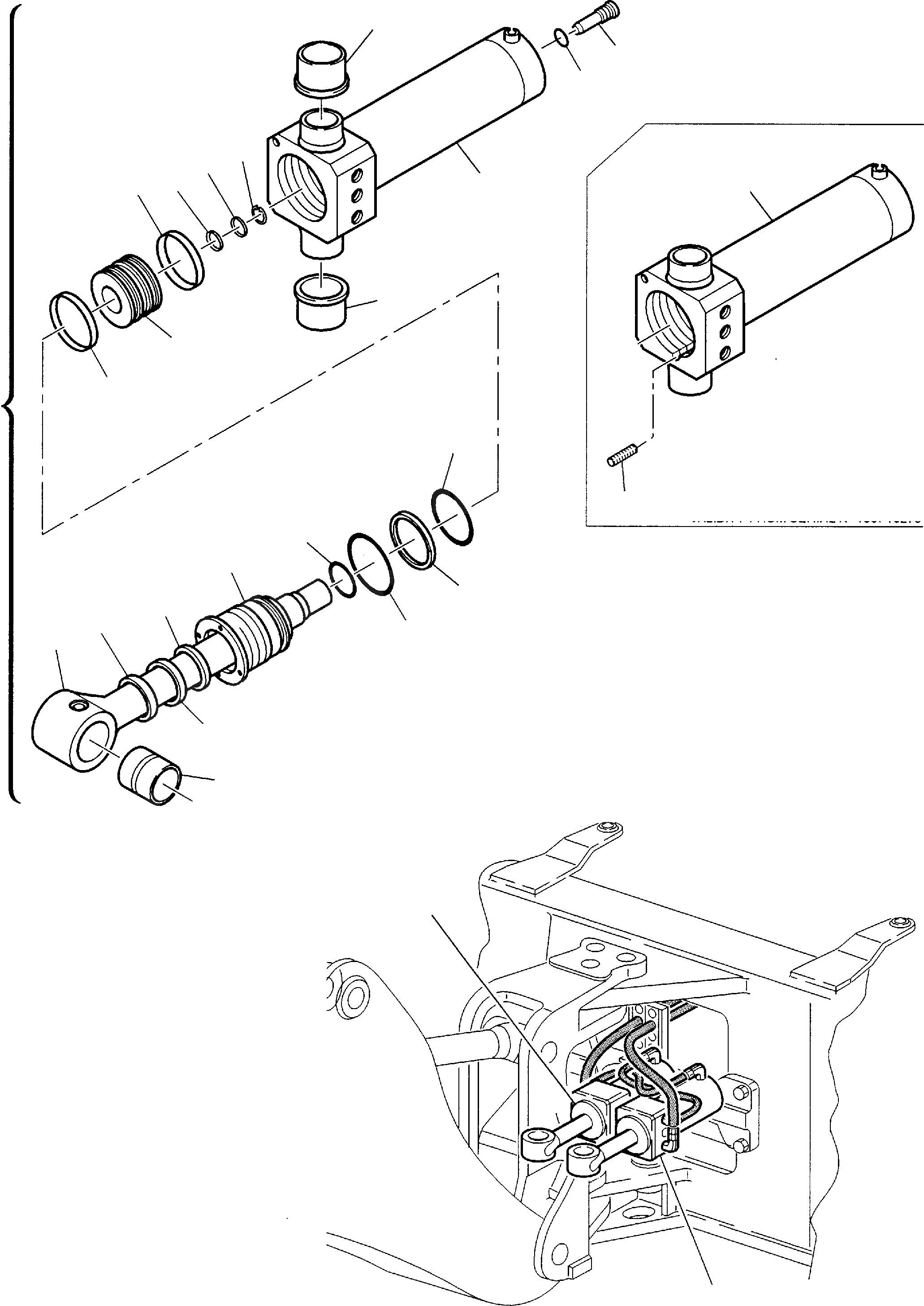 Схема запчастей Komatsu WB150-2 - ЦИЛИНДР ПОВОРОТА СТРЕЛЫ РАБОЧЕЕ ОБОРУДОВАНИЕ