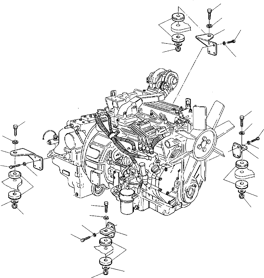 Схема запчастей Komatsu WB150-2 - КРЕПЛЕНИЕ ДВИГАТЕЛЯ ЧАСТЬ КОМПОНЕНТЫ ДВИГАТЕЛЯ И ЭЛЕКТРИКА