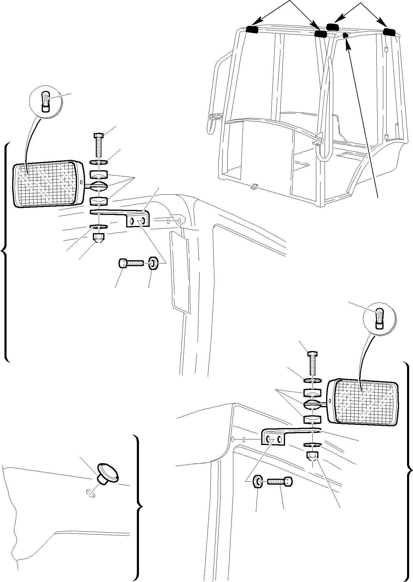 Схема запчастей Komatsu WB150-2 - КАБИНА (/) ЧАСТИ КОРПУСА И КАБИНА