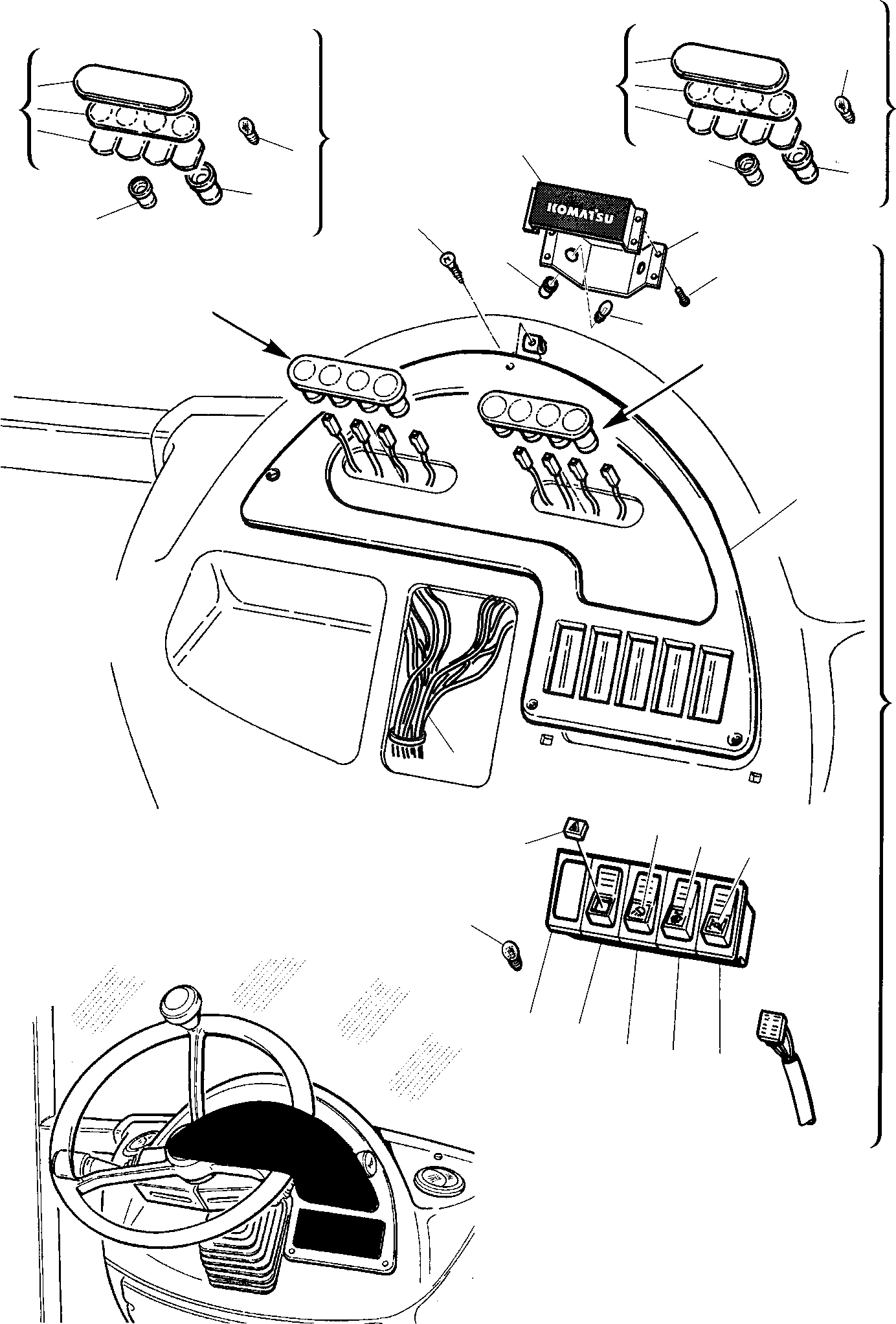 Схема запчастей Komatsu WB150PS-2 - ПЕРЕДН. ПРИБОРНАЯ ПАНЕЛЬ (/) КОМПОНЕНТЫ ДВИГАТЕЛЯ И ЭЛЕКТРИКА