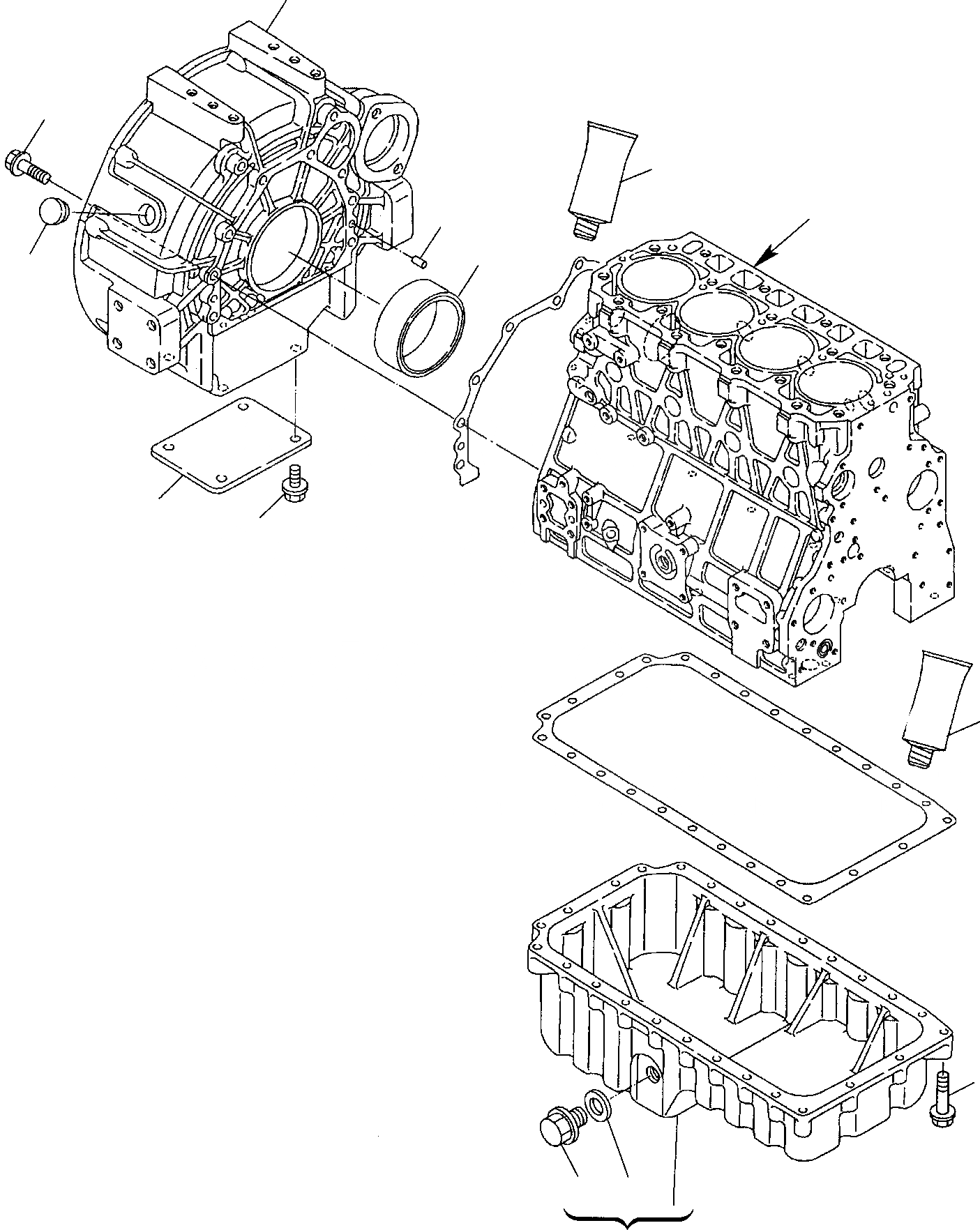 Схема запчастей Komatsu WB150AWS-2 - КАРТЕР МАХОВИКА & МАСЛ. НАСОС ДВИГАТЕЛЬ