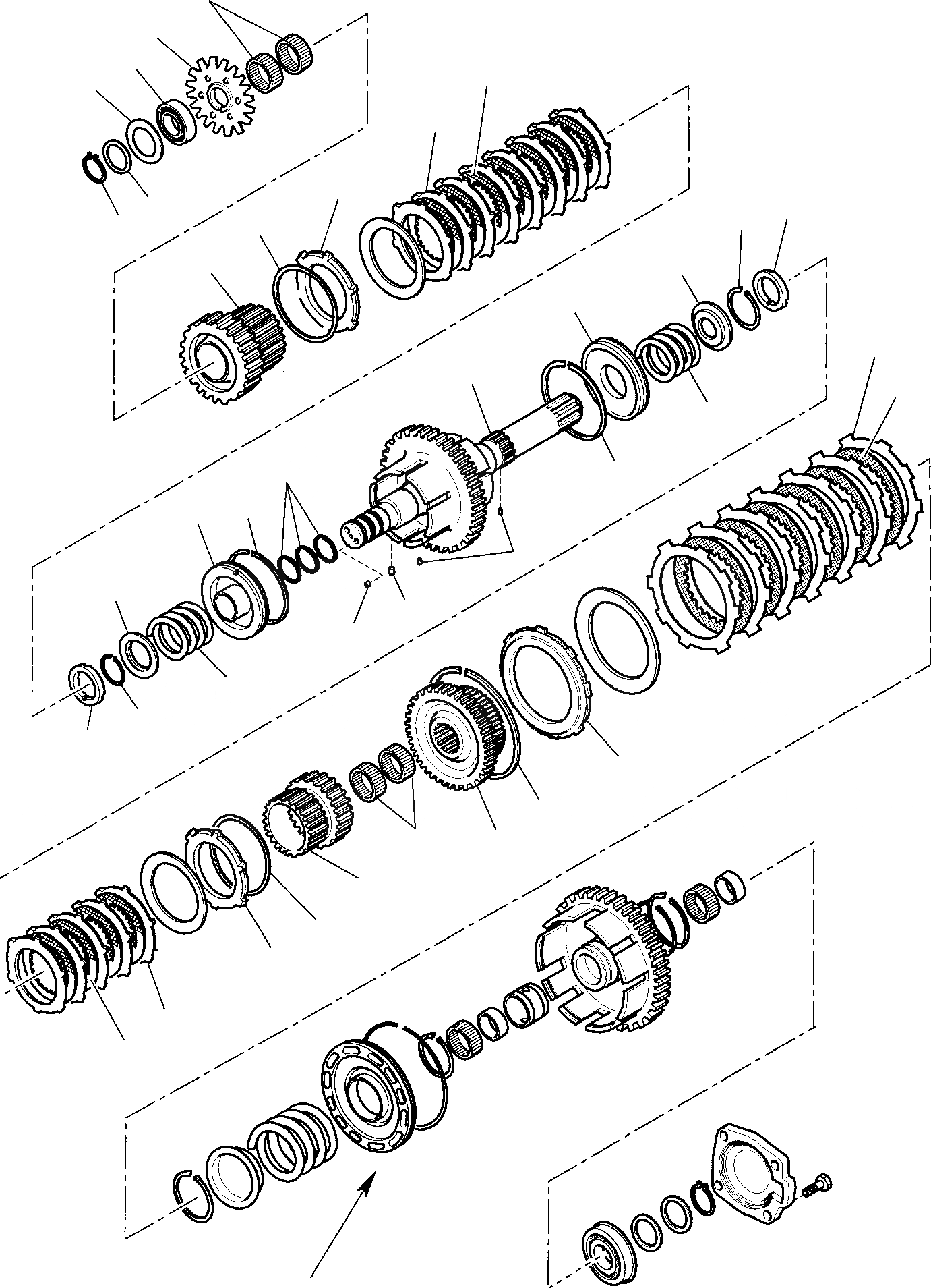 Схема запчастей Komatsu WB150AWS-2 - ТРАНСМИССИЯ (/) РАМА