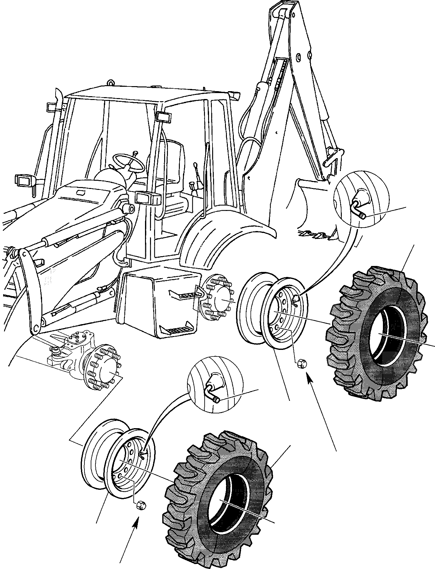 Схема запчастей Komatsu WB150AWS-2 - КОЛЕСА РАМА