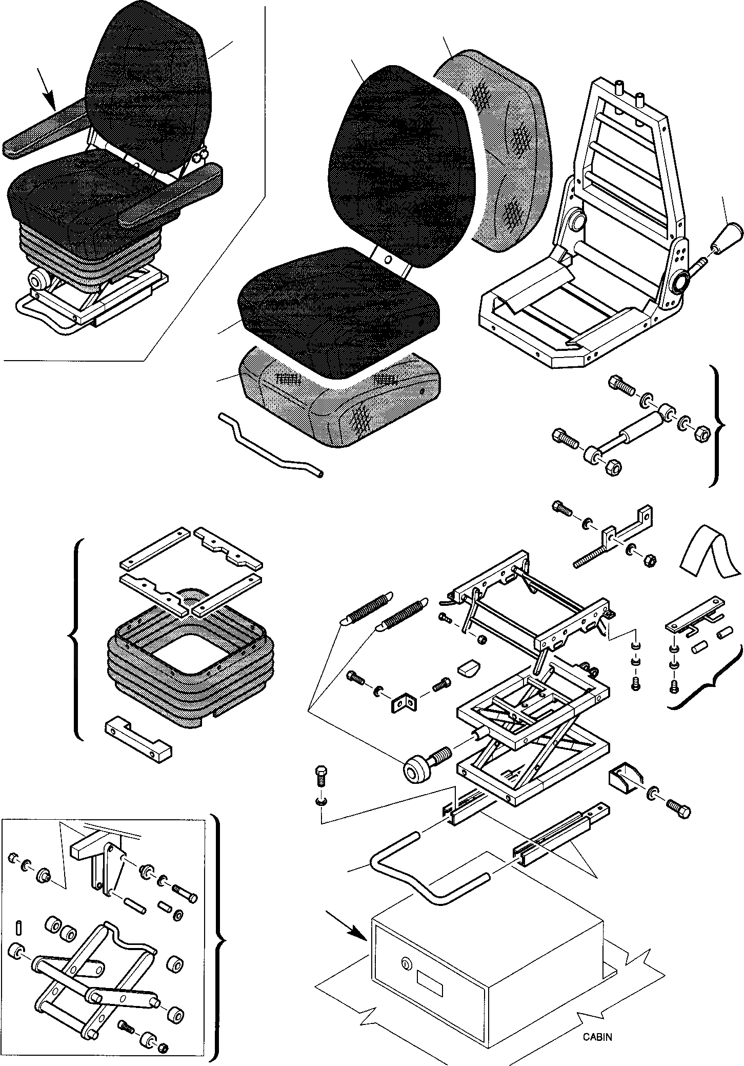 Схема запчастей Komatsu WB150AWS-2 - СИДЕНЬЕ ОПЕРАТОРА ЧАСТИ КОРПУСА И OPERTOR'S КАБИНА
