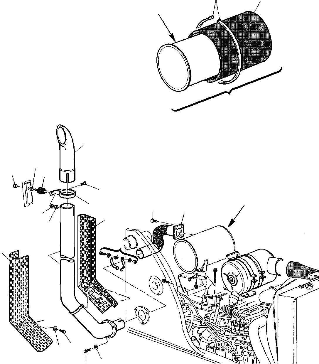 Схема запчастей Komatsu WB150PS-2 - ГЛУШИТЕЛЬ КОМПОНЕНТЫ ДВИГАТЕЛЯ И ЭЛЕКТРИКА