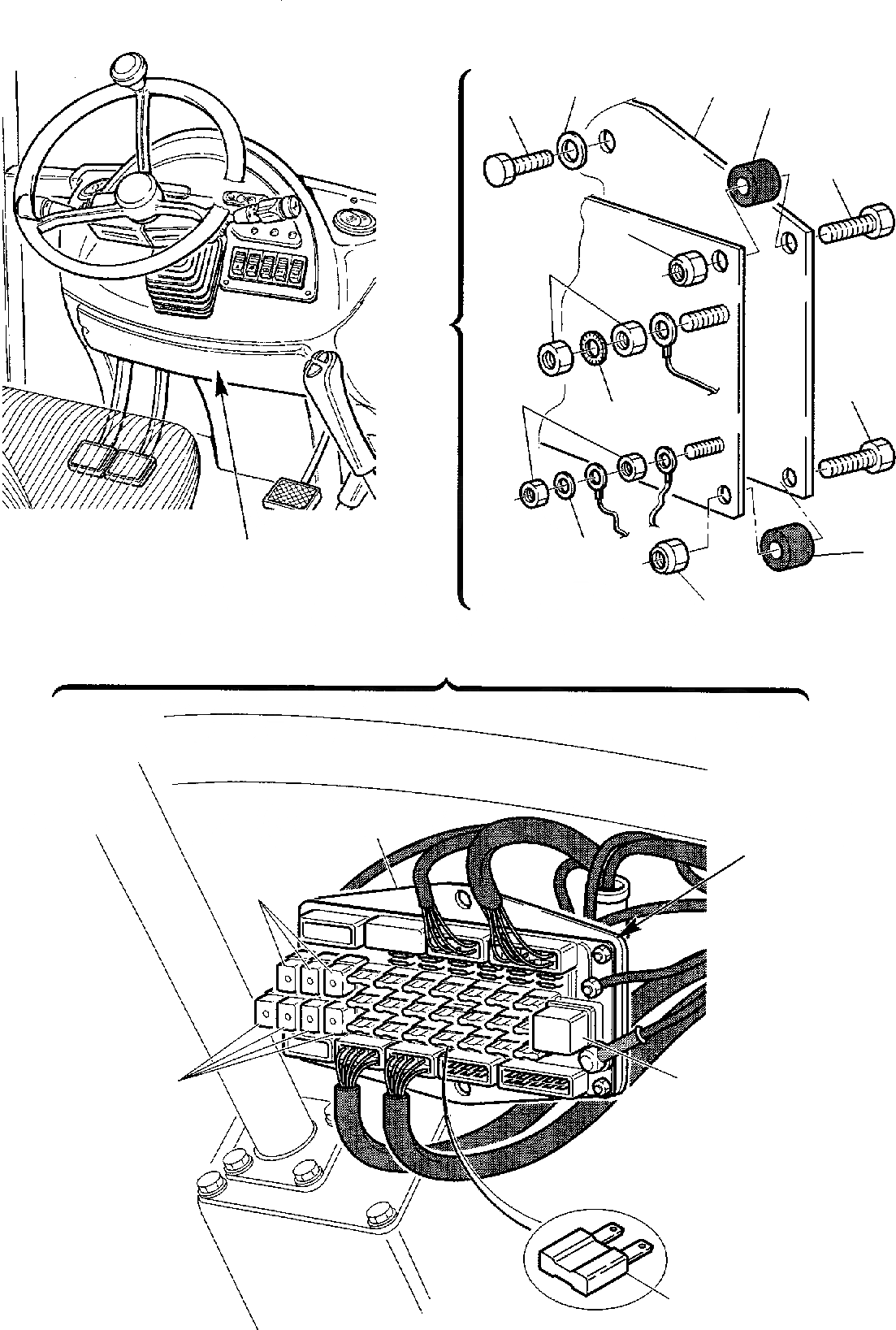 Схема запчастей Komatsu WB150PS-2 - БЛОК С ПРЕДОХРАНИТЕЛЯМИ КОМПОНЕНТЫ ДВИГАТЕЛЯ И ЭЛЕКТРИКА