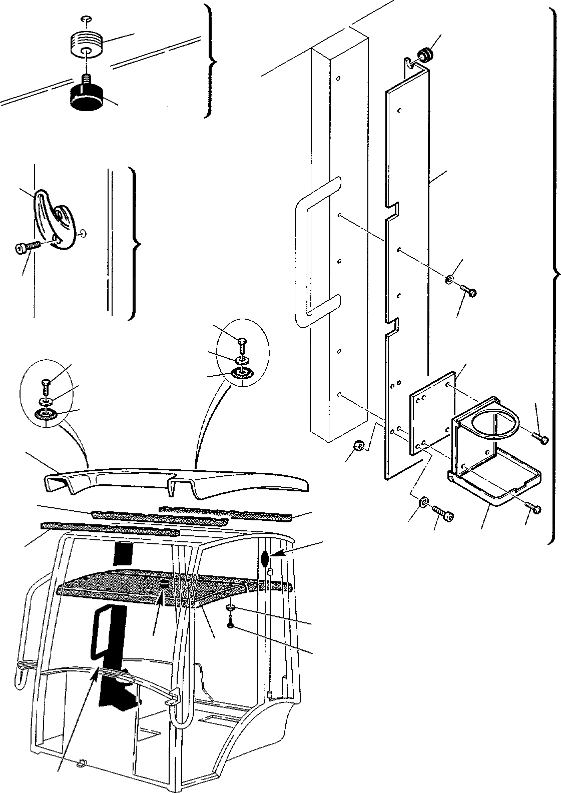 Схема запчастей Komatsu WB150PS-2 - КАБИНА (8/) ЧАСТИ КОРПУСА И КАБИНА