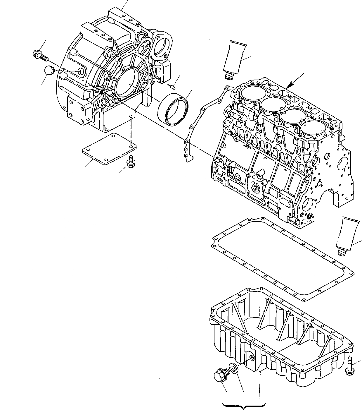 Схема запчастей Komatsu WB150PS-2 - КАРТЕР МАХОВИКА & МАСЛ. НАСОС ДВИГАТЕЛЬ