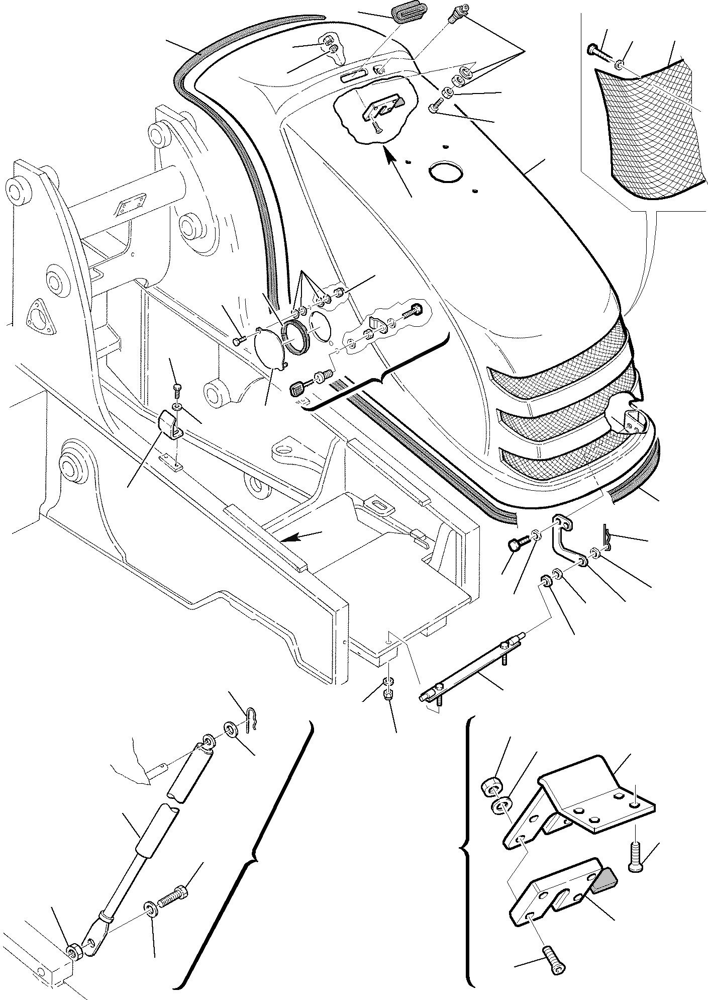 Схема запчастей Komatsu WB150PS-2 - КРЫШКИ (/) ЧАСТИ КОРПУСА И КАБИНА