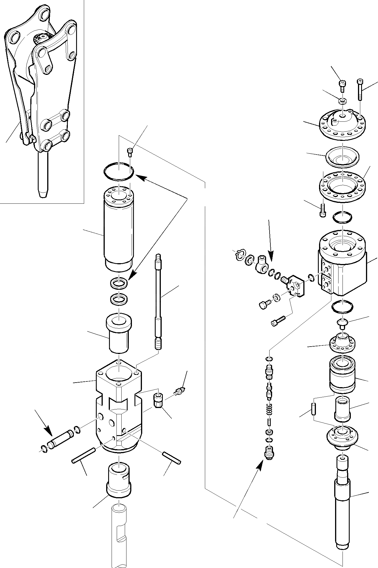 Схема запчастей Komatsu WB150PS-2 - МОЛОТ M (/) РАБОЧЕЕ ОБОРУДОВАНИЕ