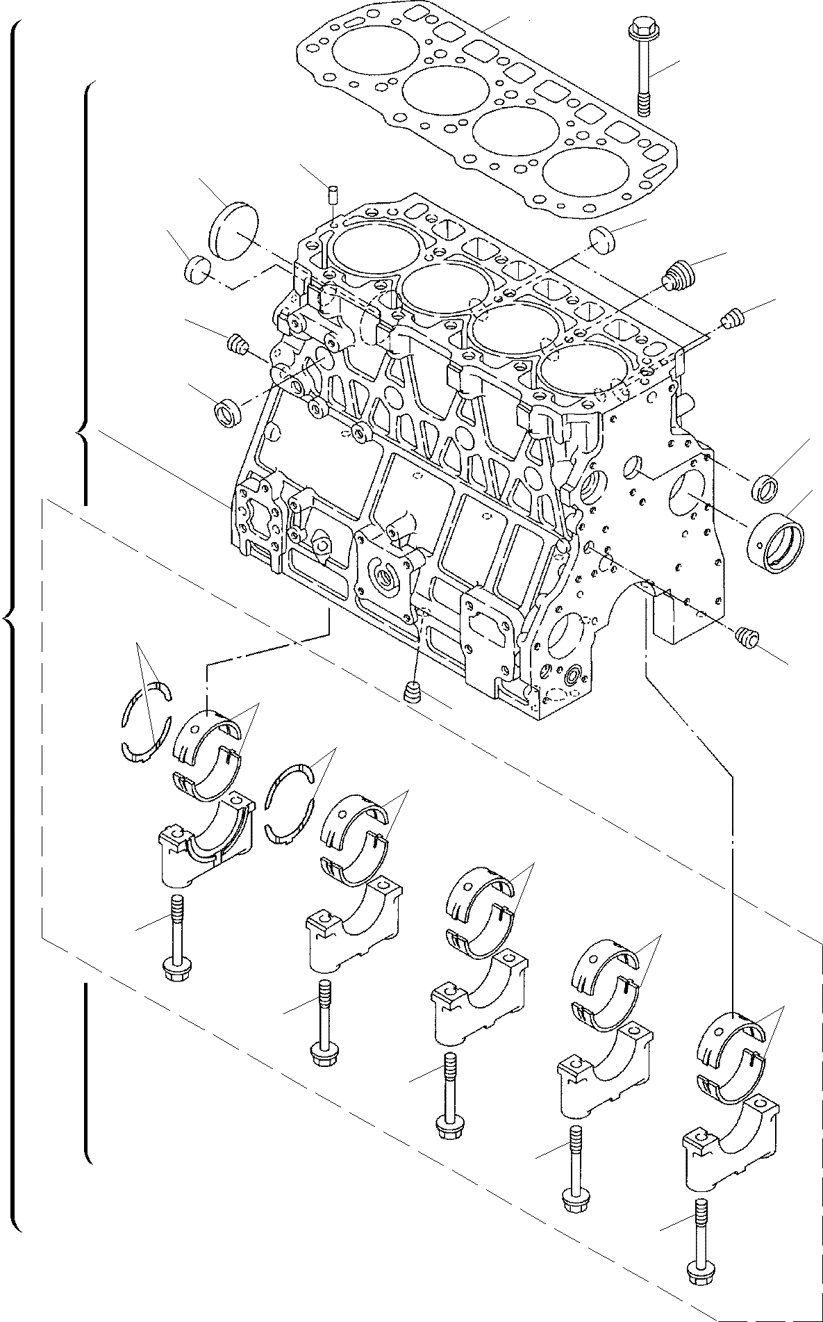 Схема запчастей Komatsu WB150WSC-2 - БЛОК ЦИЛИНДРОВ ДВИГАТЕЛЬ