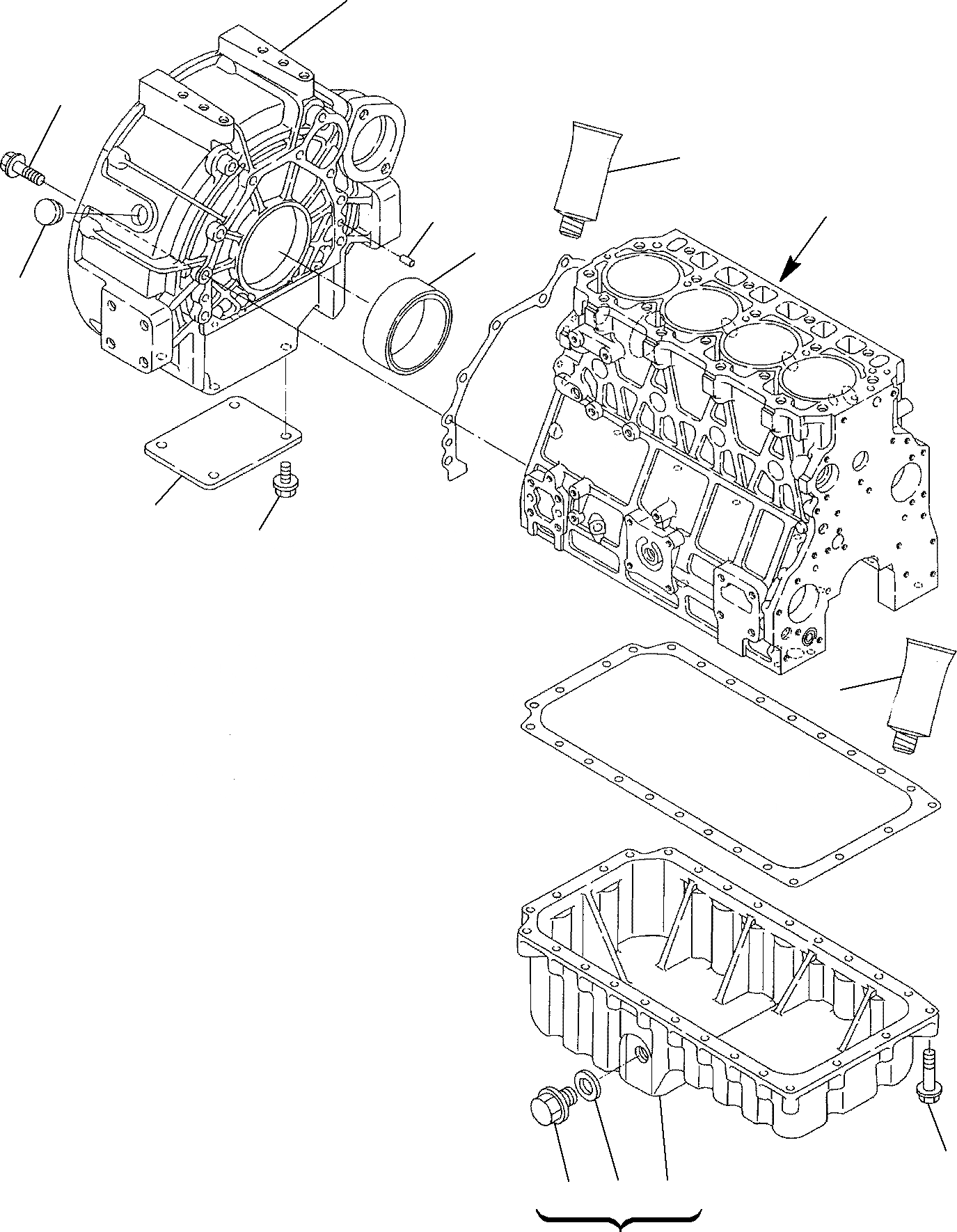 Схема запчастей Komatsu WB150WSC-2 - КАРТЕР МАХОВИКА & МАСЛ. НАСОС ДВИГАТЕЛЬ
