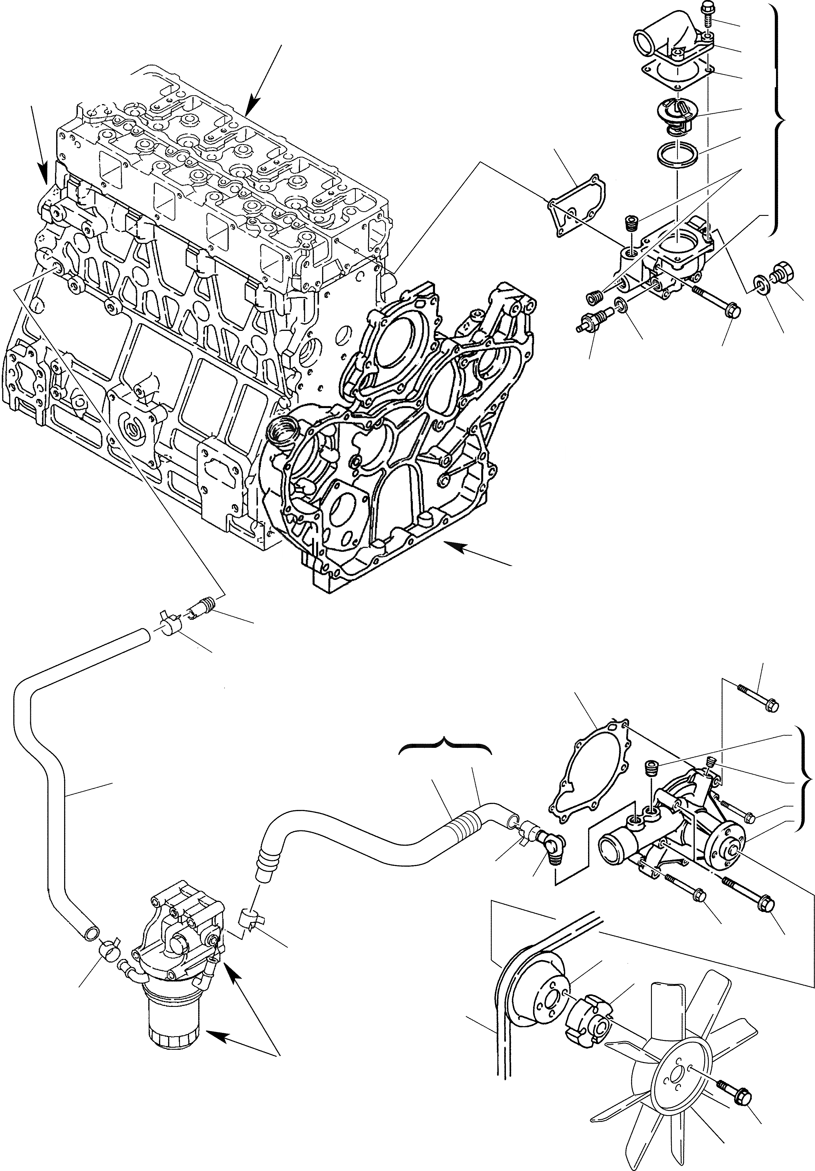 Схема запчастей Komatsu WB150WSC-2 - СИСТЕМА ОХЛАЖДЕНИЯ ДВИГАТЕЛЬ