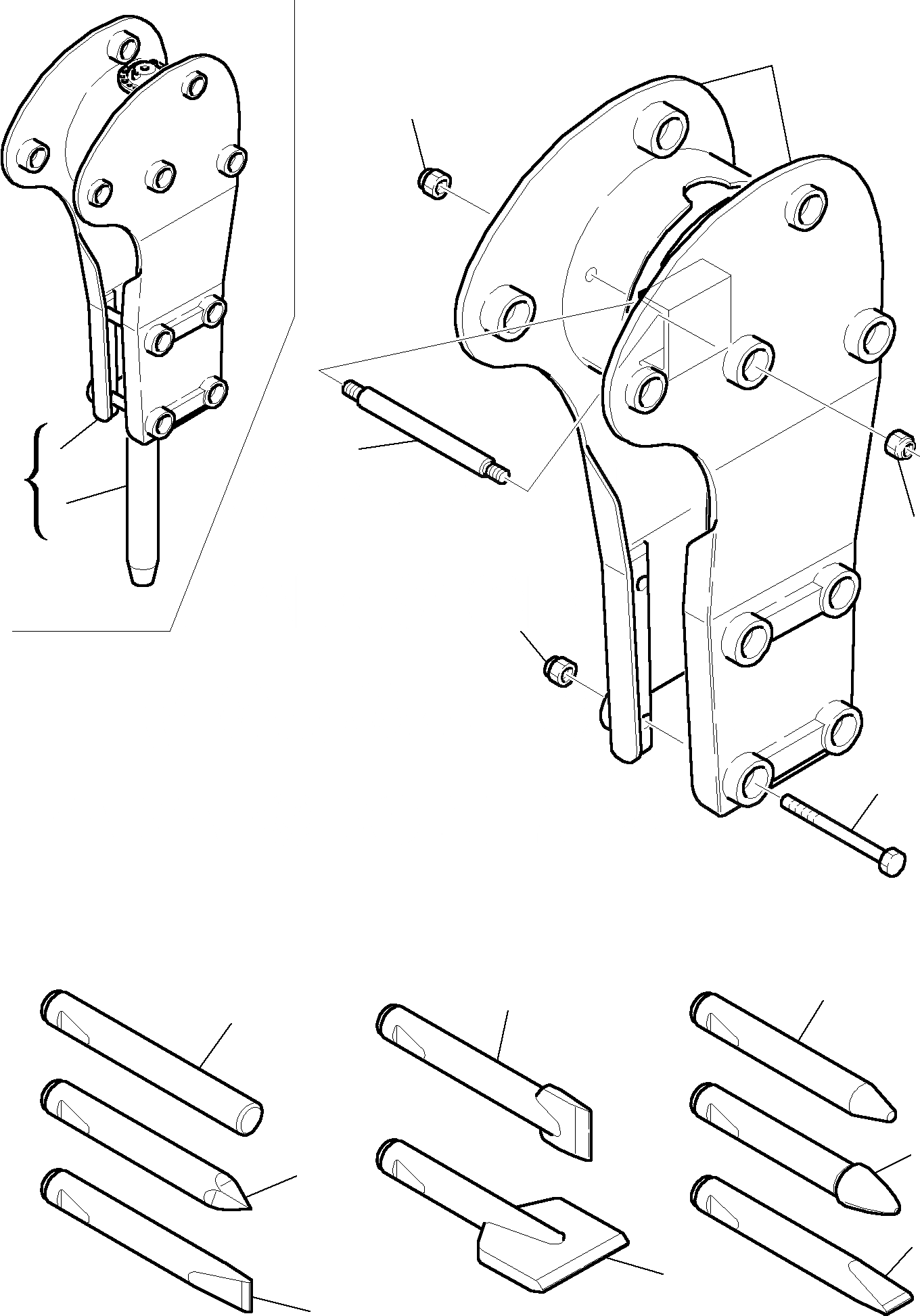Схема запчастей Komatsu WB150WSC-2 - МОЛОТ M (/) РАБОЧЕЕ ОБОРУДОВАНИЕ