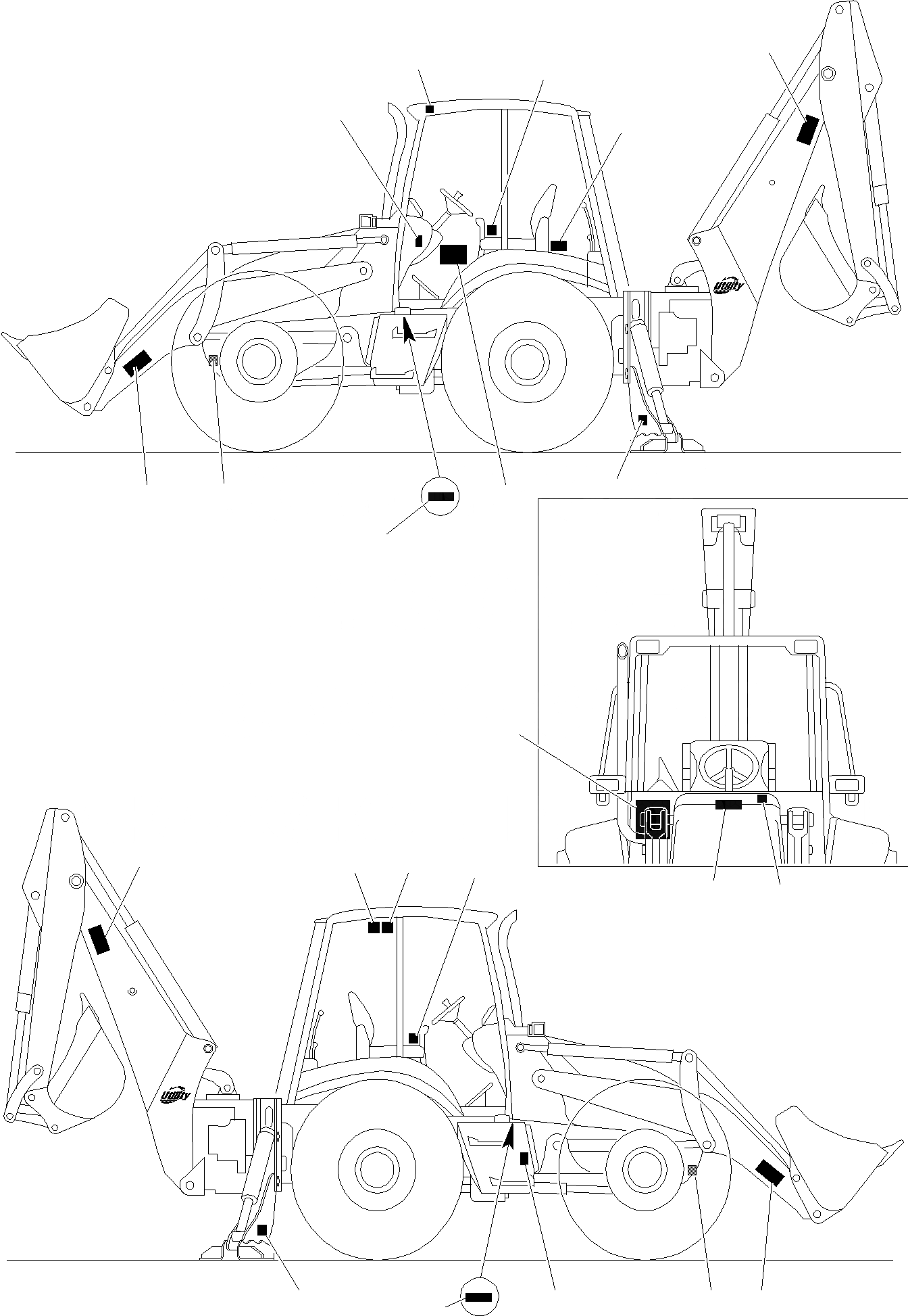 Схема запчастей Komatsu WB150WSC-2 - НАКЛЕЙКИ (/) МАРКИРОВКА