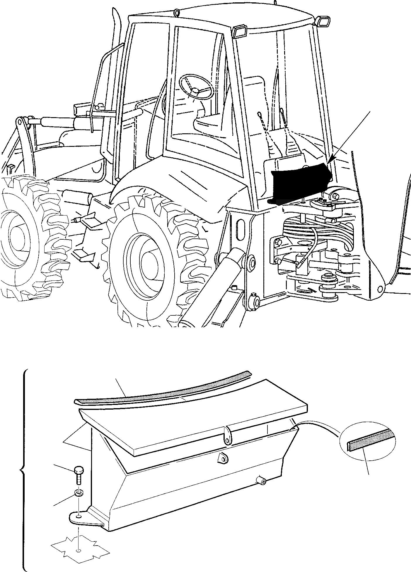 Схема запчастей Komatsu WB150WSC-2 - ЯЩИК Д/ИНСТРУМЕНТА МАРКИРОВКА