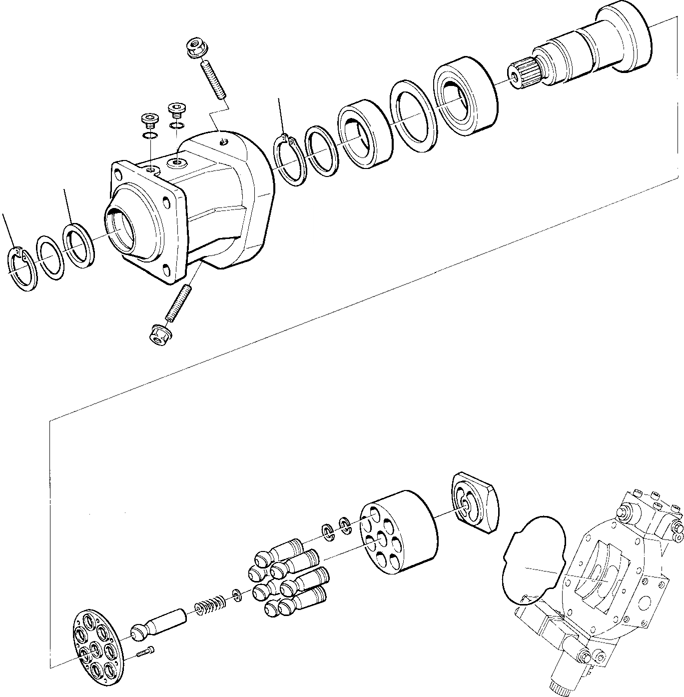 Схема запчастей Komatsu WB70A-1 - МОТОР ХОДА (/) УПРАВЛ-Е РАБОЧИМ ОБОРУДОВАНИЕМ