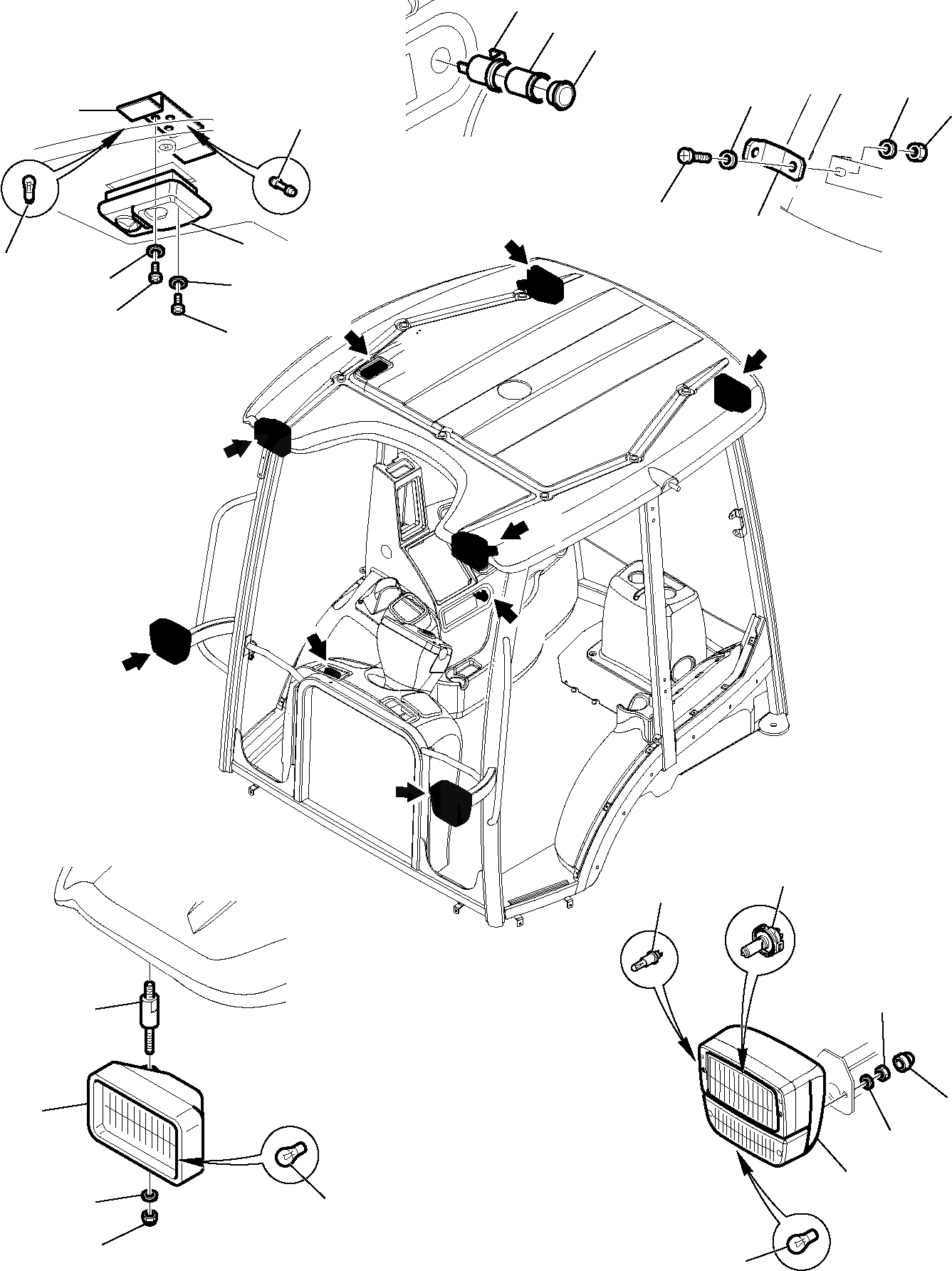 Схема запчастей Komatsu WB91R-5 - ЭЛЕКТРИКА (КАБИНА) (/) КОМПОНЕНТЫ ДВИГАТЕЛЯ И ЭЛЕКТРИКА