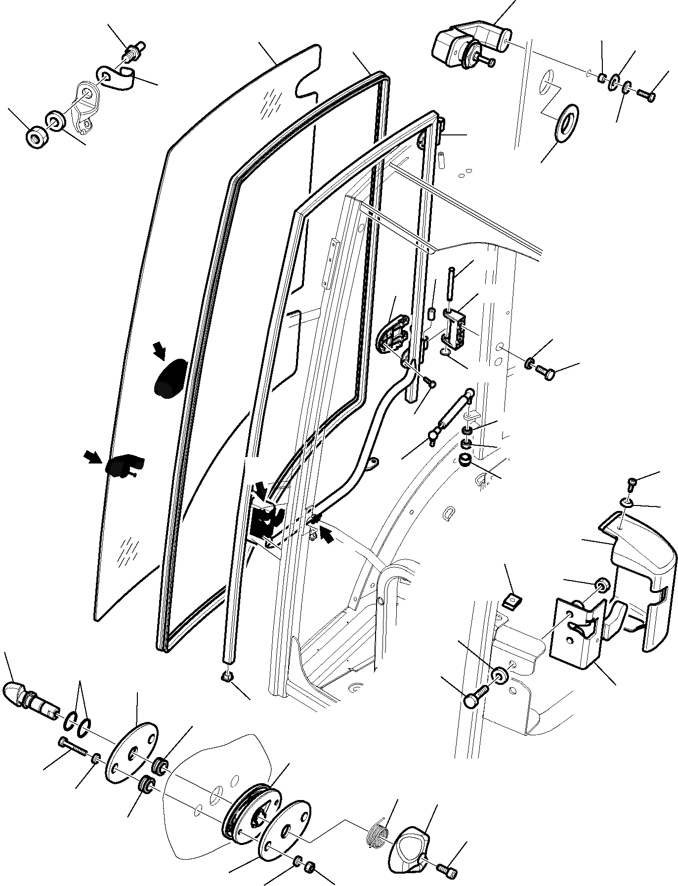 Схема запчастей Komatsu WB91R-5 - КАБИНА (/) ЧАСТИ КОРПУСА И КАБИНА