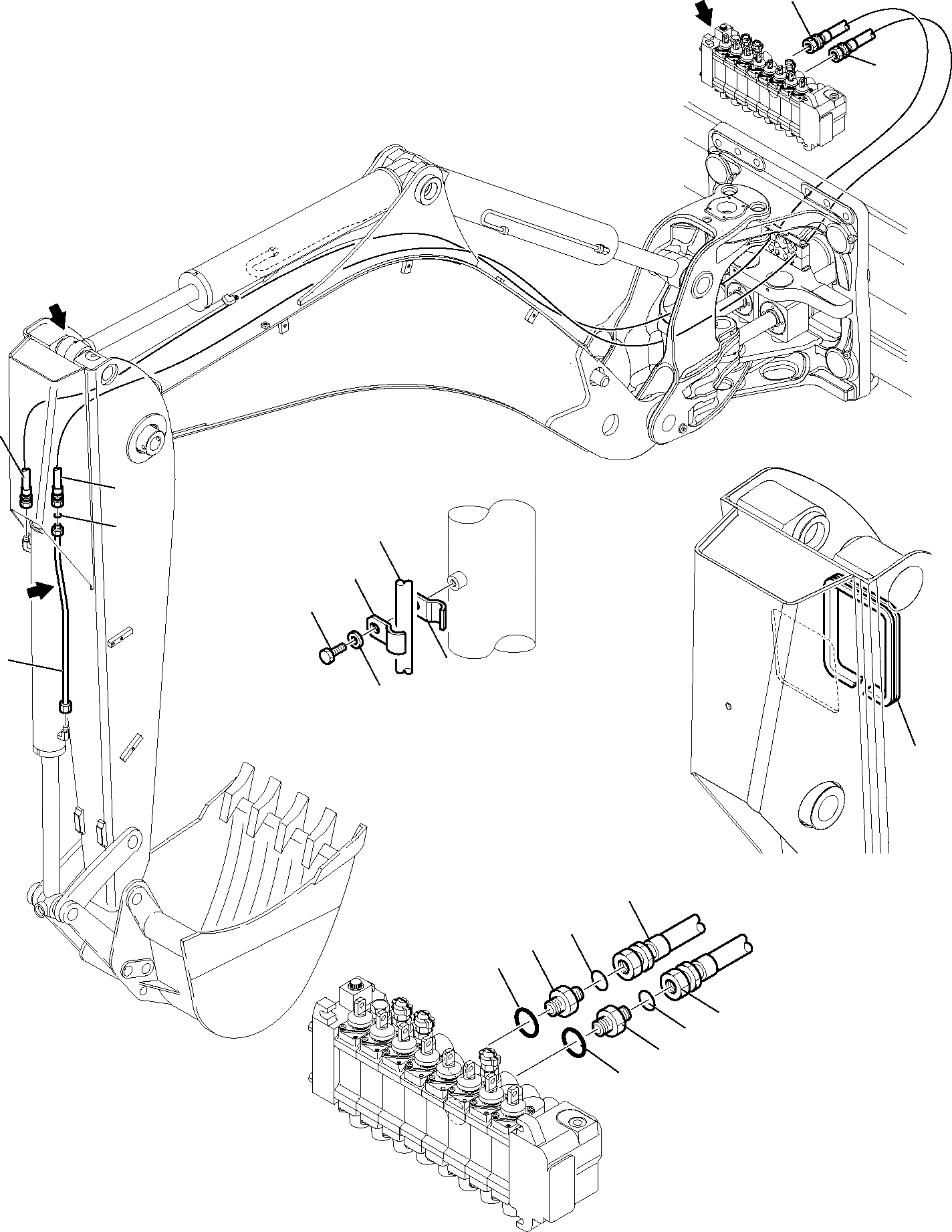 Схема запчастей Komatsu WB91R-5 - ГИДРОЛИНИЯ (ЛИНИЯ КОВША) ГИДРАВЛИКА РАБОЧЕЕ ОБОРУДОВАНИЕ