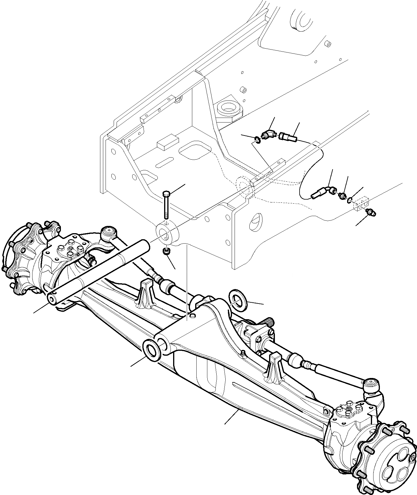 Схема запчастей Komatsu WB91R-5E0 - ПЕРЕДНИЙ МОСТ КРЕПЛЕНИЕ (WD) РАМА