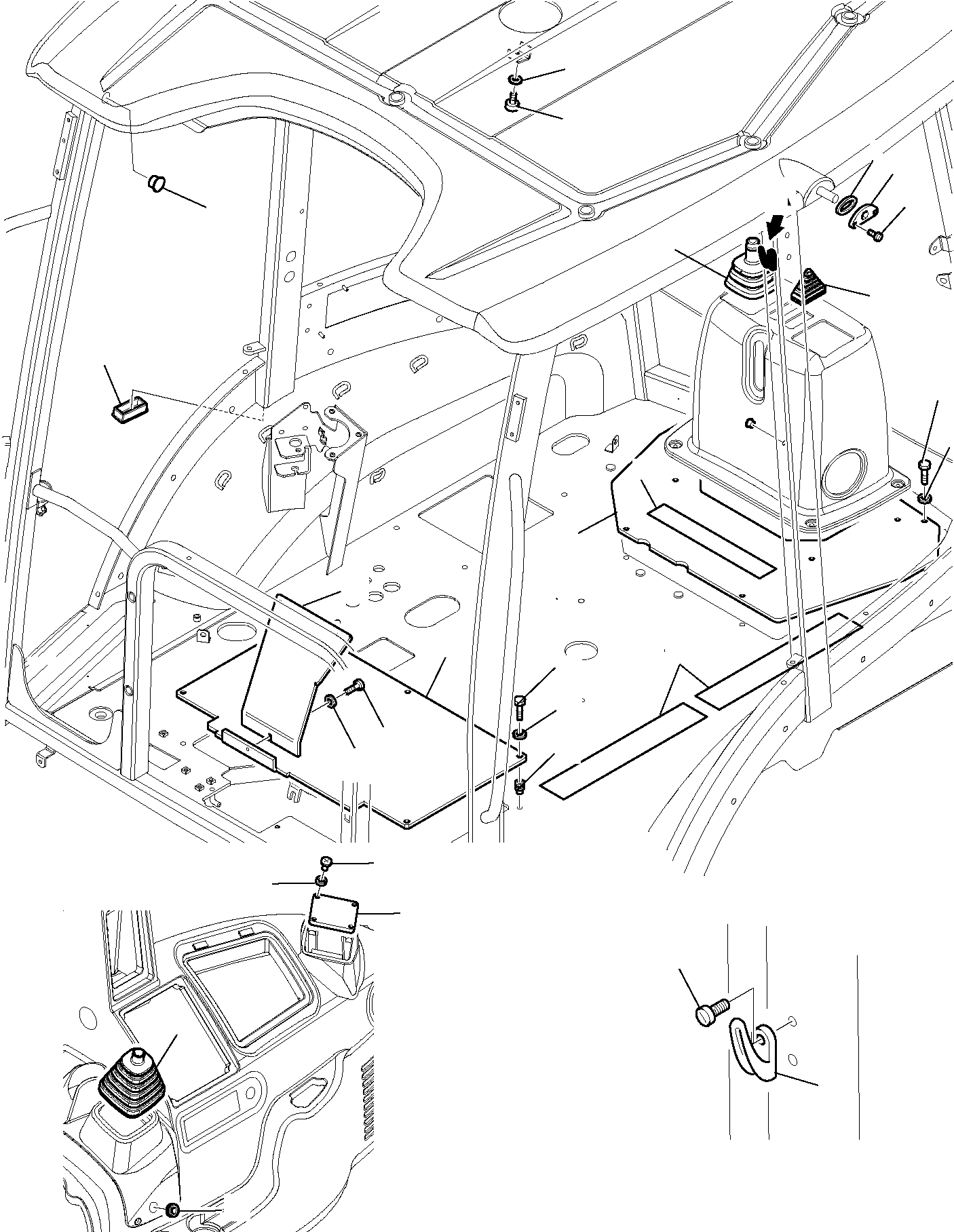 Схема запчастей Komatsu WB91R-5E0 - КАБИНА (/) ЧАСТИ КОРПУСА И КАБИНА