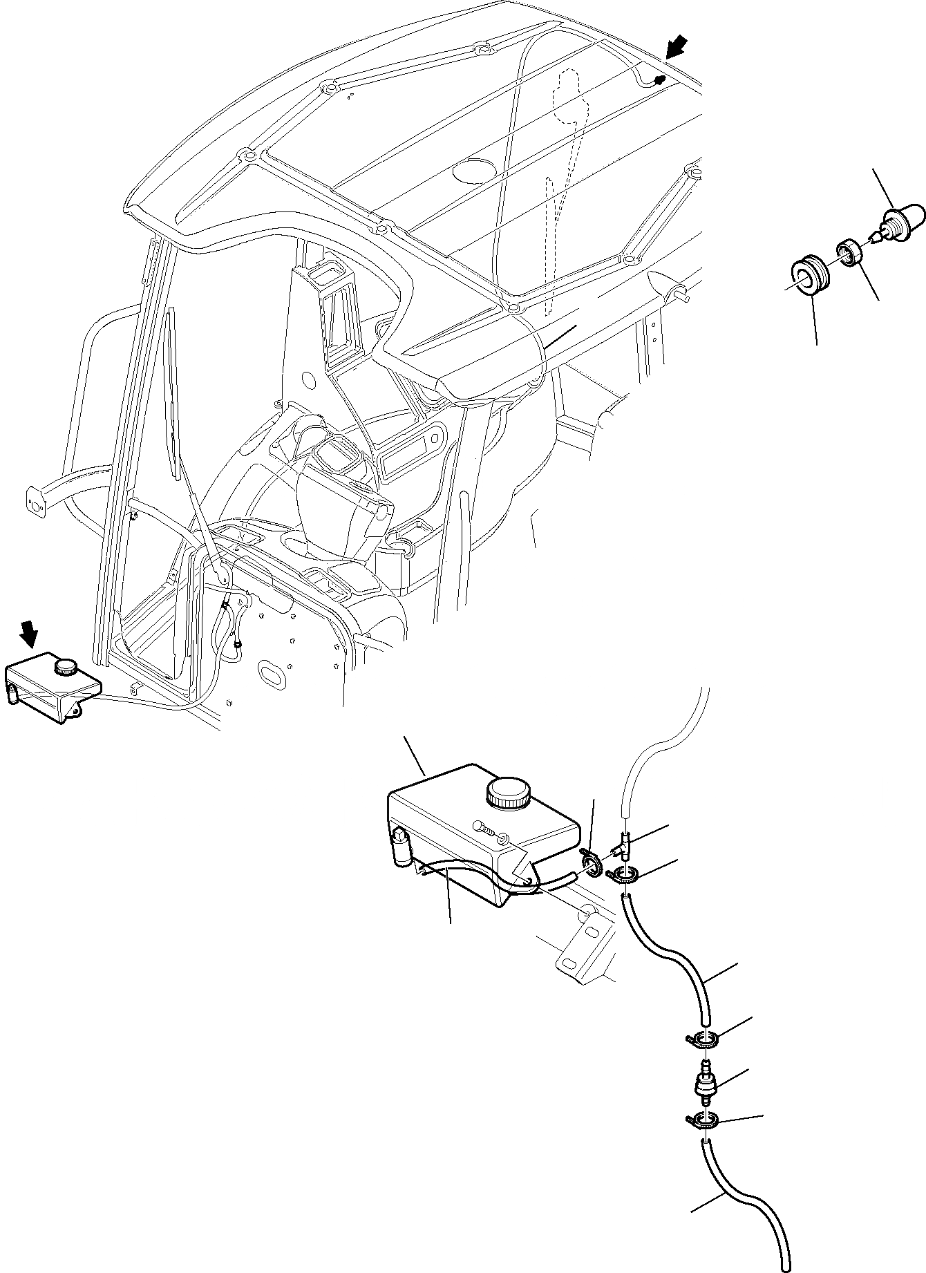 Схема запчастей Komatsu WB91R-5E0 - WINDЭКРАН ДВОРНИКИ, СИСТЕМА (/) ЧАСТИ КОРПУСА И КАБИНА