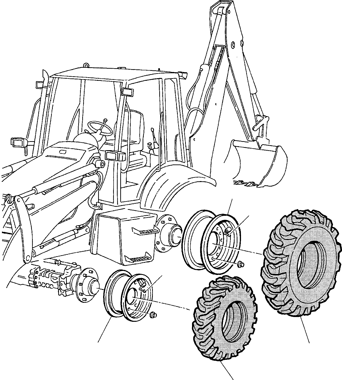 Схема запчастей Komatsu WB91R-2 - КОЛЕСА РАМА