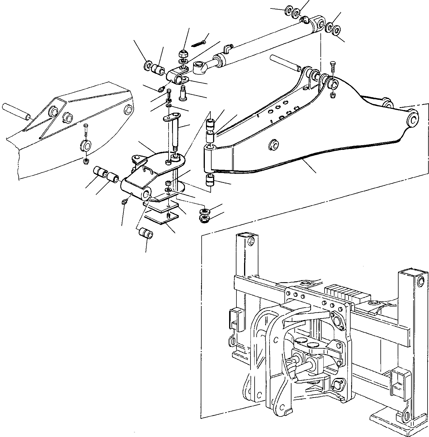 Схема запчастей Komatsu WB91R-2 - СТРЕЛА С БОКОВ. СМЕЩЕНИЕМ РАБОЧЕЕ ОБОРУДОВАНИЕ
