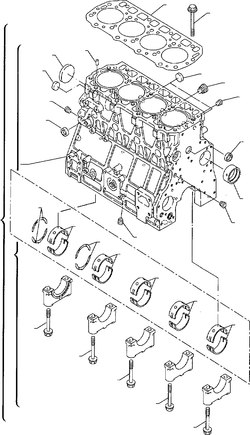 Схема запчастей Komatsu WB91R-2 - БЛОК ЦИЛИНДРОВ ДВИГАТЕЛЬ