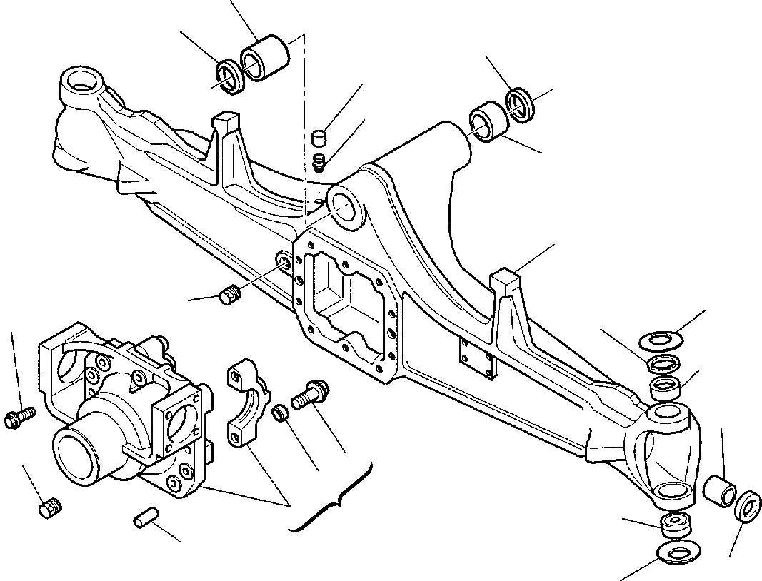 Схема запчастей Komatsu WB91R-2 - ПЕРЕДНИЙ МОСТ (WD) (/) РАМА