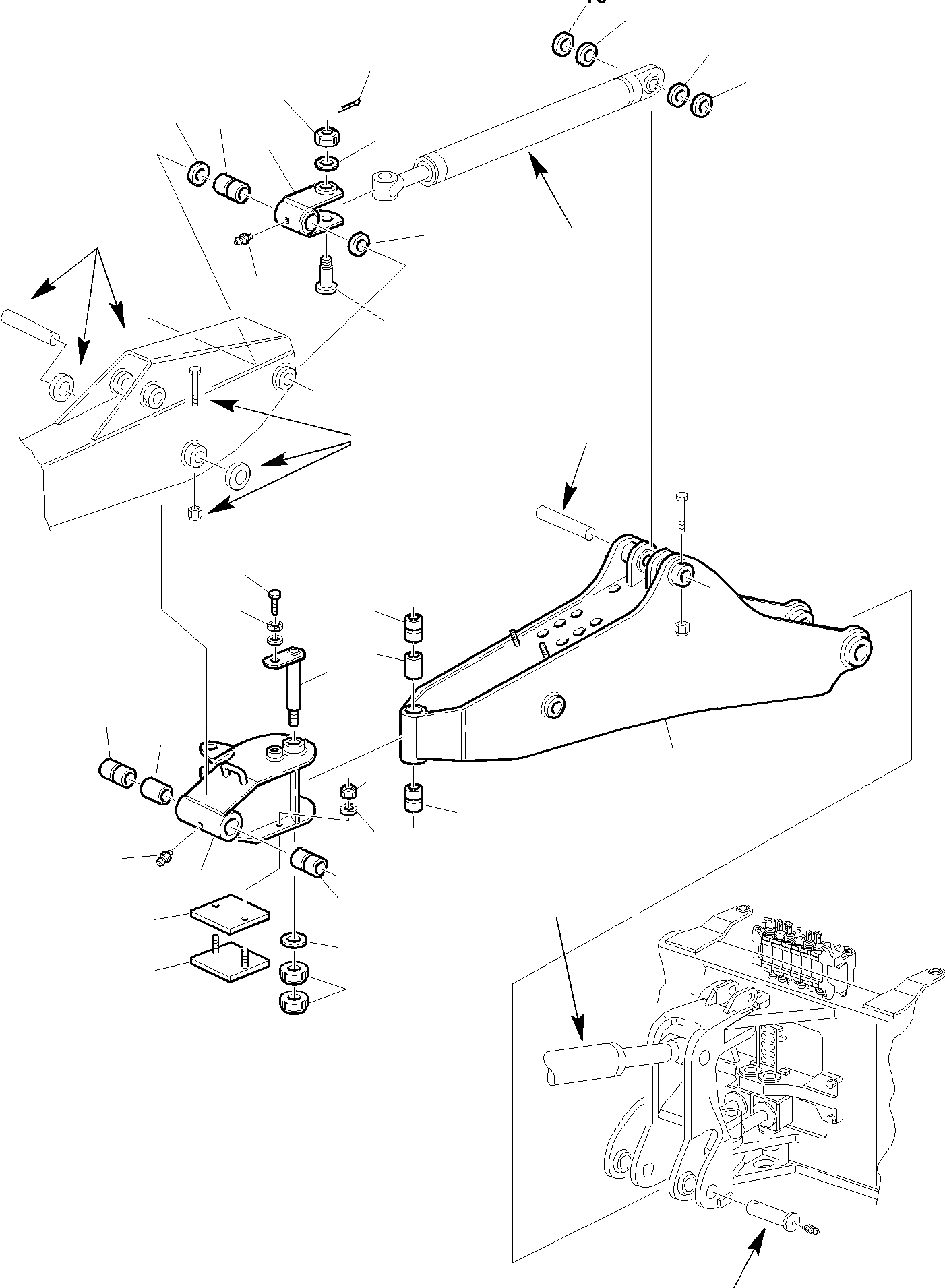 Схема запчастей Komatsu WB91R-2 - СТРЕЛА С БОКОВ. СМЕЩЕНИЕМ РАБОЧЕЕ ОБОРУДОВАНИЕ