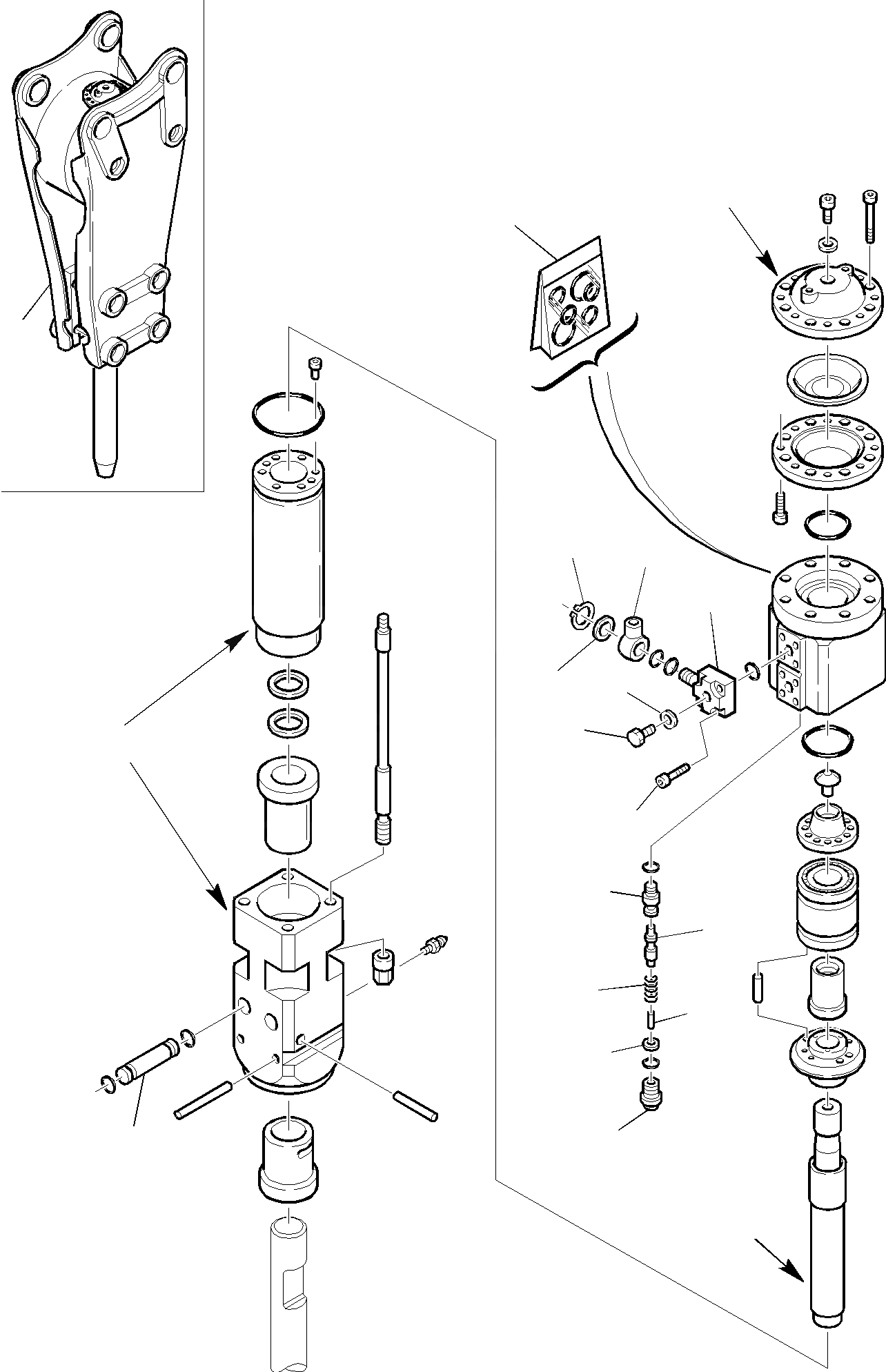 Схема запчастей Komatsu WB91R-2 - МОЛОТ M (/) РАБОЧЕЕ ОБОРУДОВАНИЕ