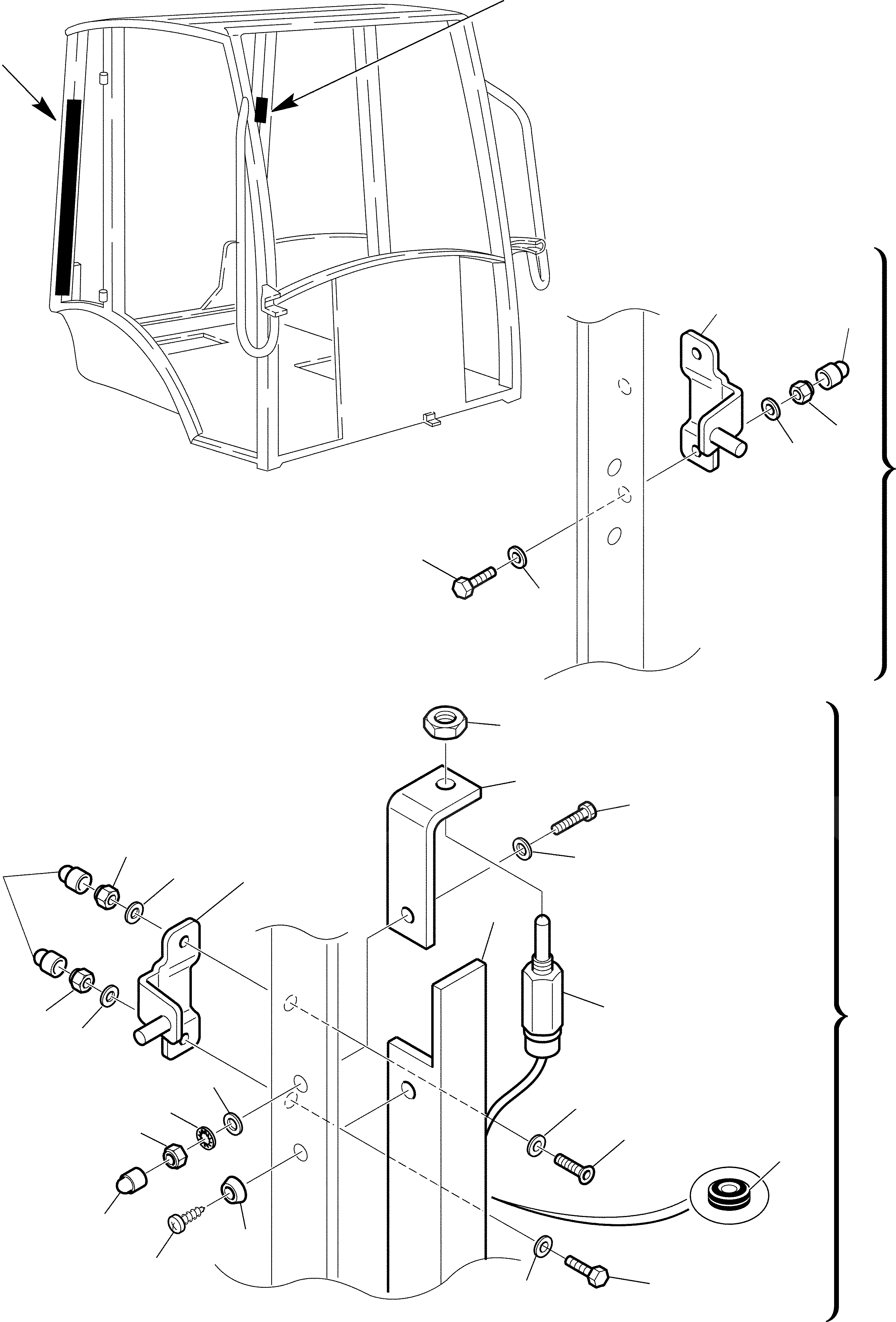 Схема запчастей Komatsu WB91R-2 - КАБИНА - ОКНА КРЮКS (9/) ЧАСТИ КОРПУСА И КАБИНА