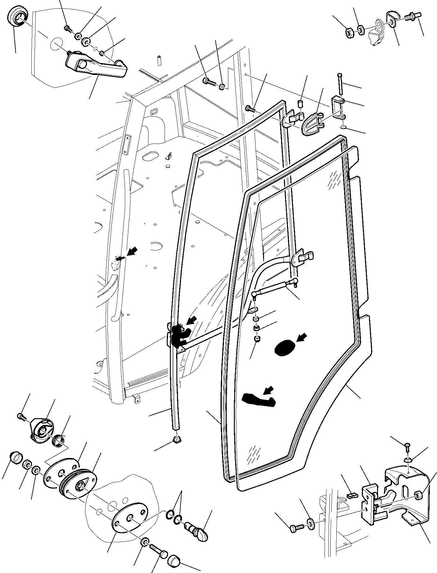 Схема запчастей Komatsu WB93R-5 - КАБИНА (/) ЧАСТИ КОРПУСА И КАБИНА