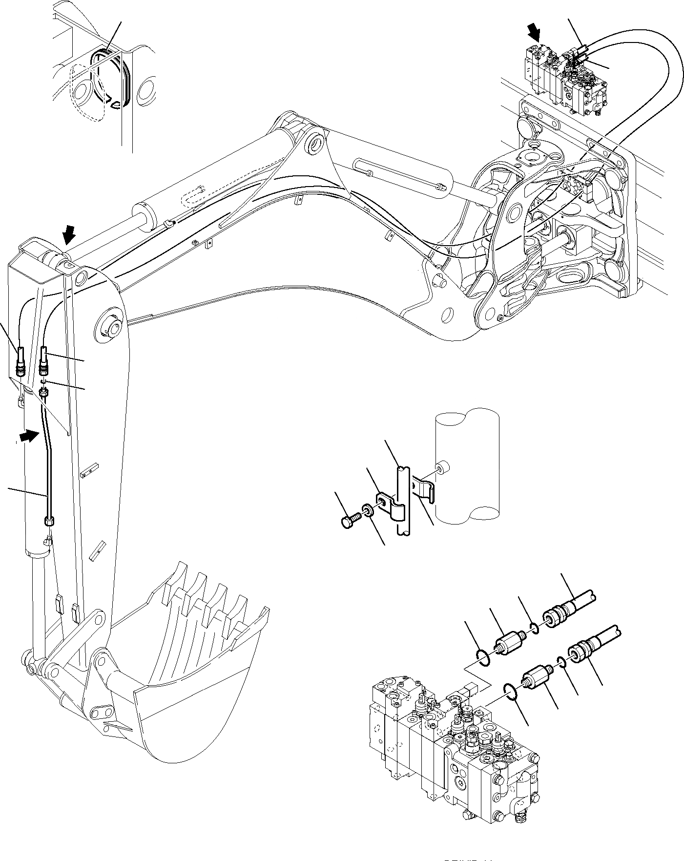 Схема запчастей Komatsu WB93R-5 - ГИДРОЛИНИЯ (ЛИНИЯ КОВША) ГИДРАВЛИКА РАБОЧЕЕ ОБОРУДОВАНИЕ