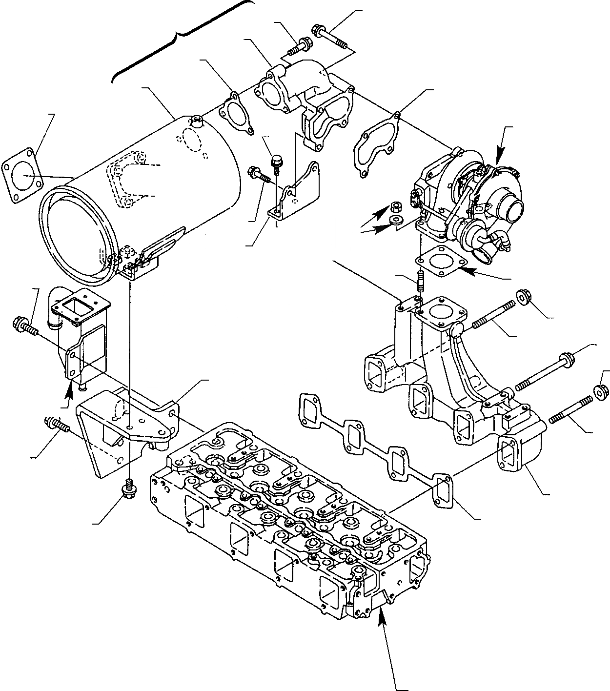 Схема запчастей Komatsu WB93R-2 - ВЫПУСКНОЙ КОЛЛЕКТОР И ГЛУШИТЕЛЬ ДВИГАТЕЛЬ