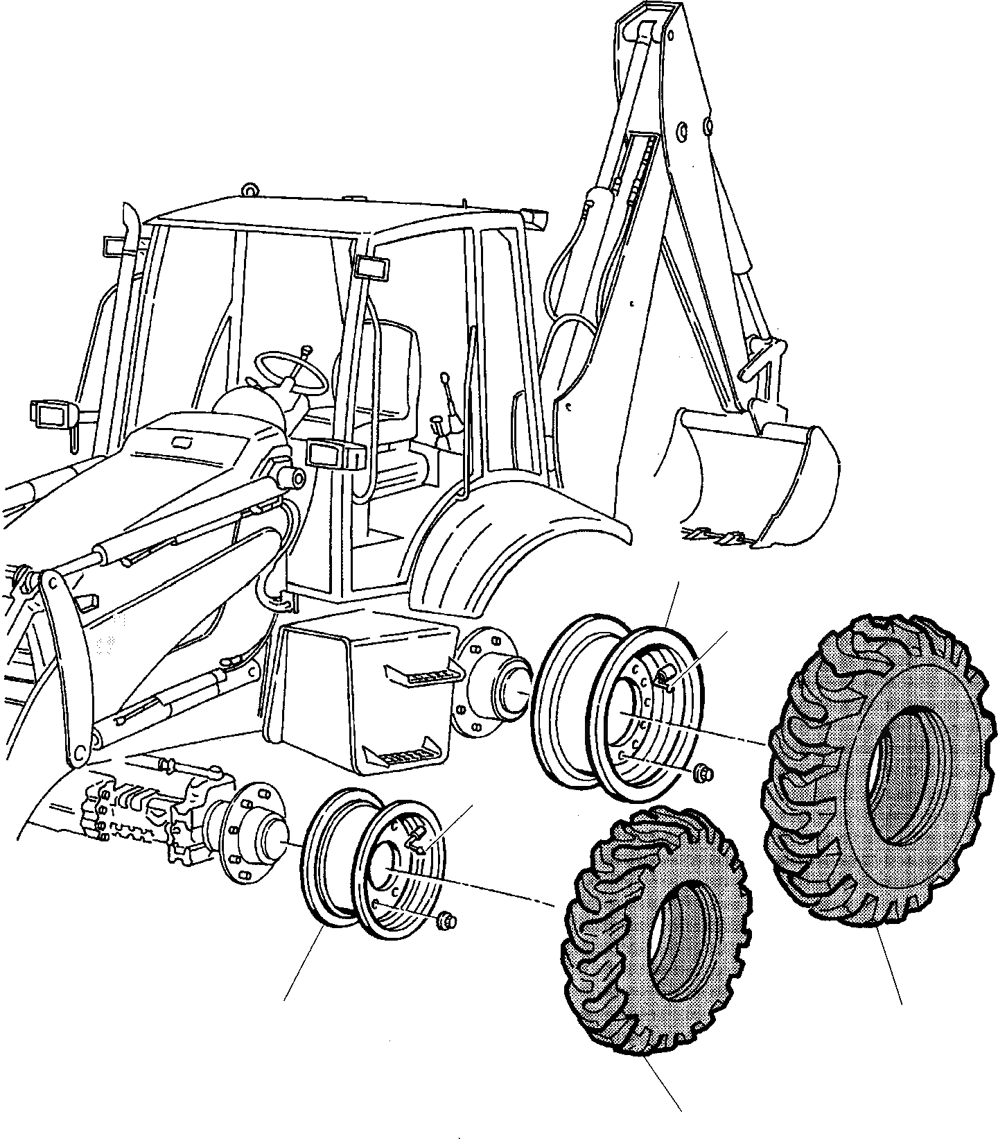 Схема запчастей Komatsu WB93R-2 - КОЛЕСА РАМА