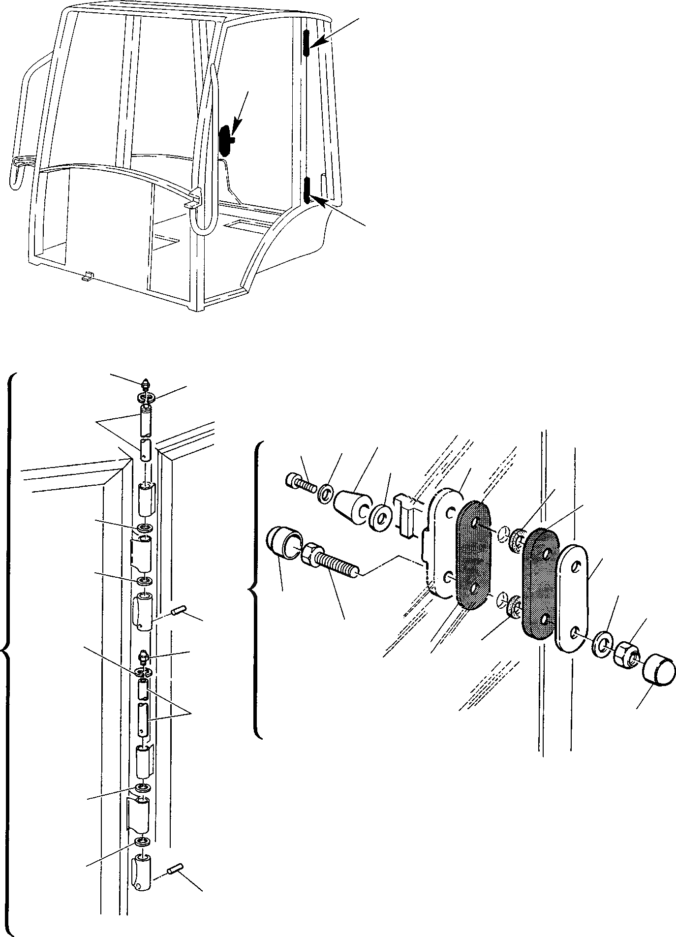 Схема запчастей Komatsu WB93R-2 - КАБИНА (/) ЧАСТИ КОРПУСА И КАБИНА