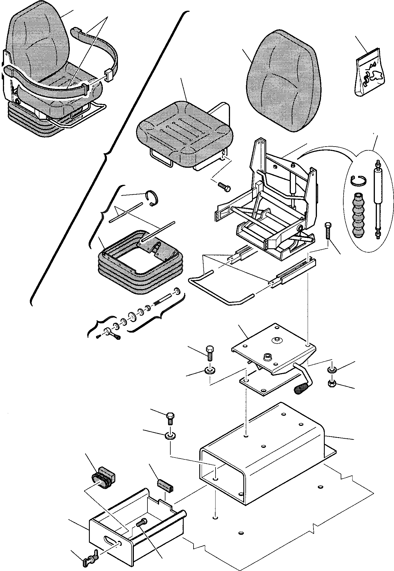 Схема запчастей Komatsu WB93R-2 - СИДЕНЬЕ ОПЕРАТОРА ЧАСТИ КОРПУСА И КАБИНА
