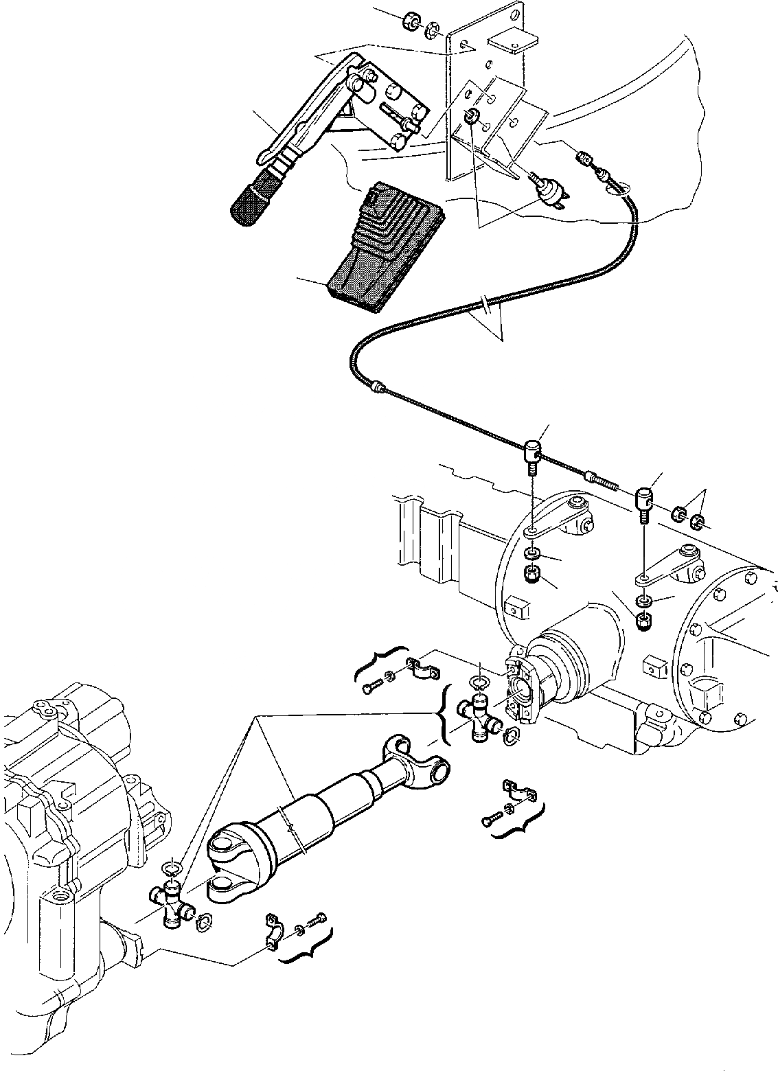 Схема запчастей Komatsu WB93R-2 - РУЧН. ТОРМОЗ И RFEAR КАРДАНН. ВАЛ РАМА