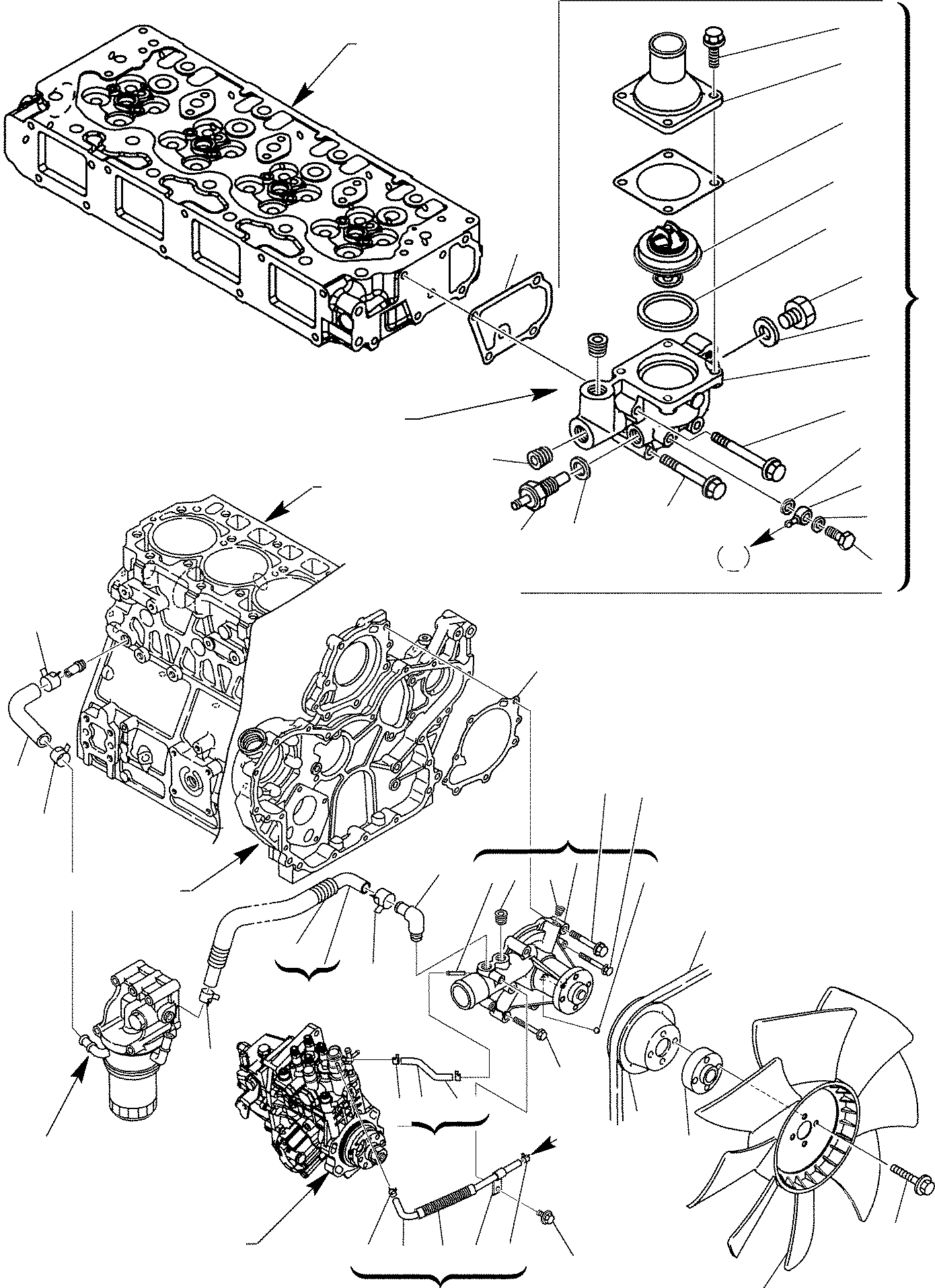Схема запчастей Komatsu WB93R-2 - СИСТЕМА ОХЛАЖДЕНИЯ ДВИГАТЕЛЬ
