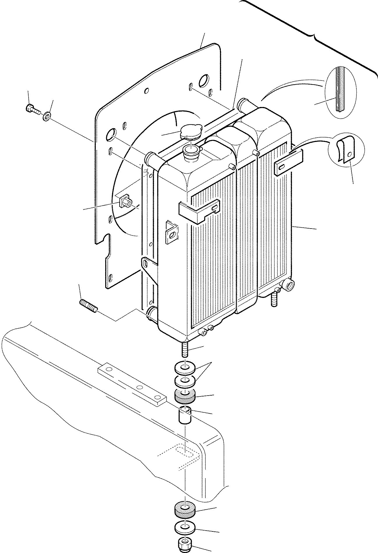 Схема запчастей Komatsu WB93R-2 - РАДИАТОР (/) КОМПОНЕНТЫ ДВИГАТЕЛЯ И ЭЛЕКТРИКА