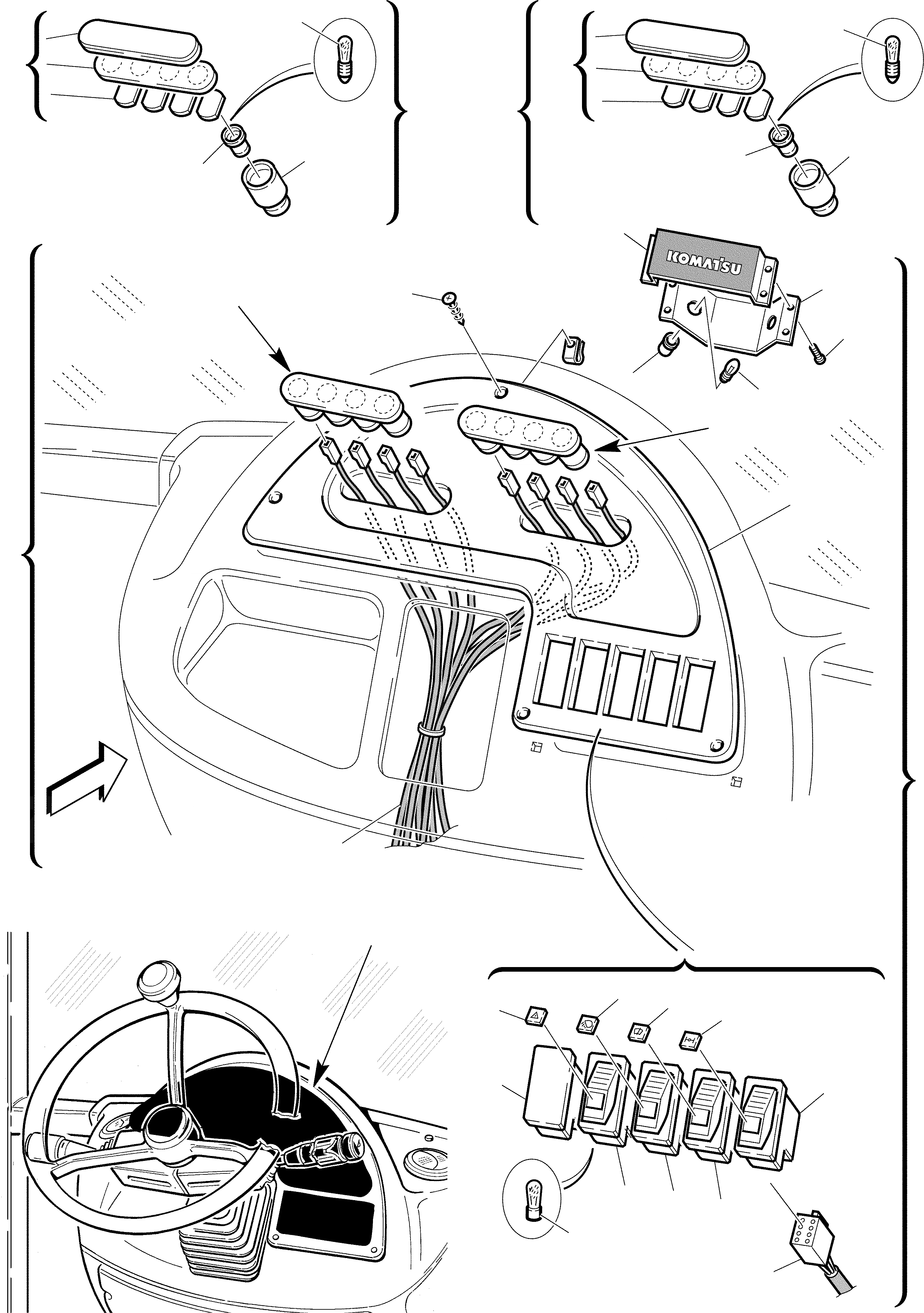 Схема запчастей Komatsu WB93R-2 - ПЕРЕДН. ПРИБОРНАЯ ПАНЕЛЬ (/) КОМПОНЕНТЫ ДВИГАТЕЛЯ И ЭЛЕКТРИКА