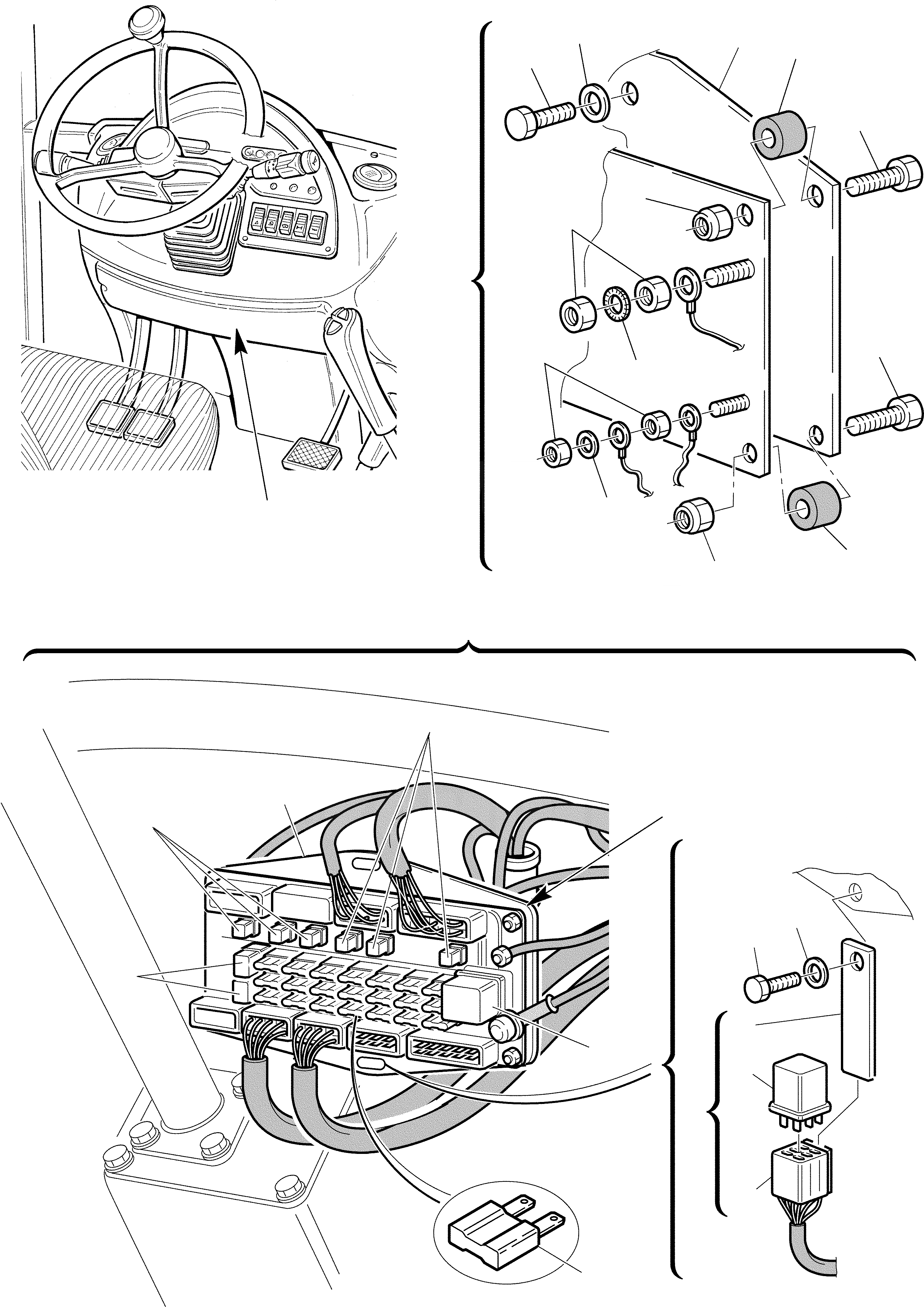 Схема запчастей Komatsu WB93R-2 - БЛОК С ПРЕДОХРАНИТЕЛЯМИ КОМПОНЕНТЫ ДВИГАТЕЛЯ И ЭЛЕКТРИКА