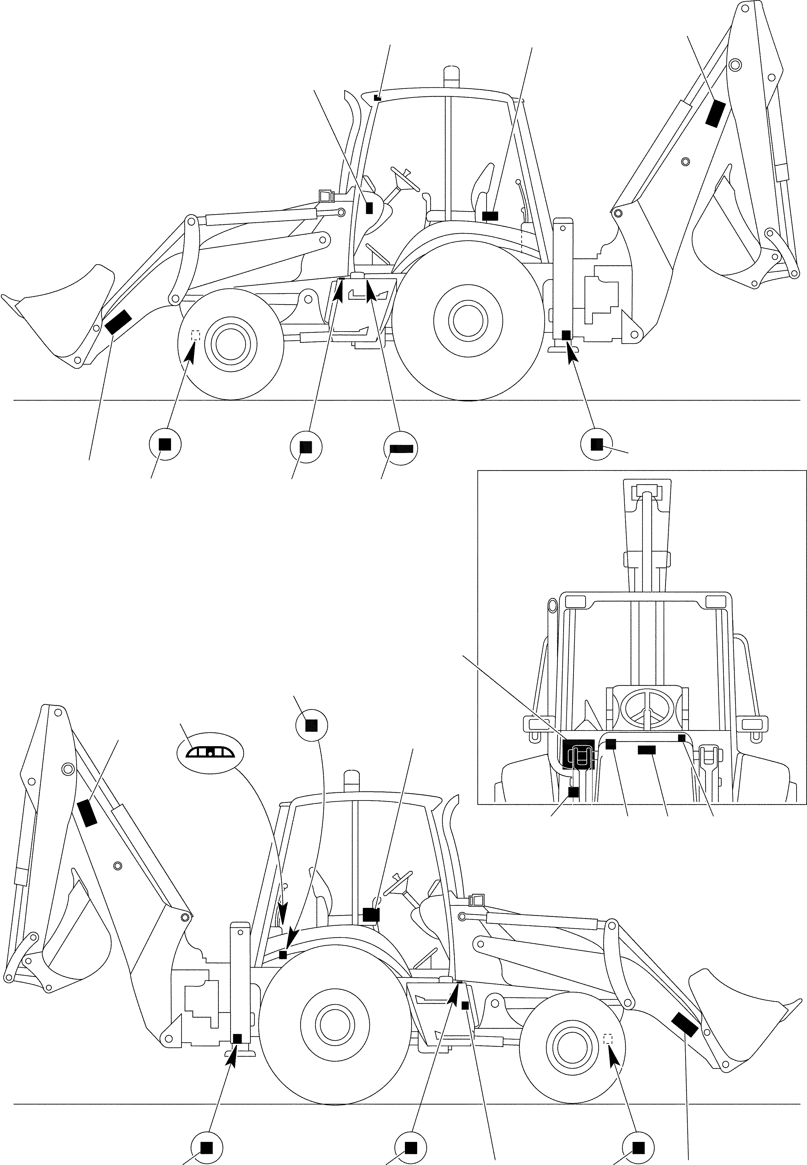 Схема запчастей Komatsu WB93R-2 - НАКЛЕЙКИ (/) МАРКИРОВКА