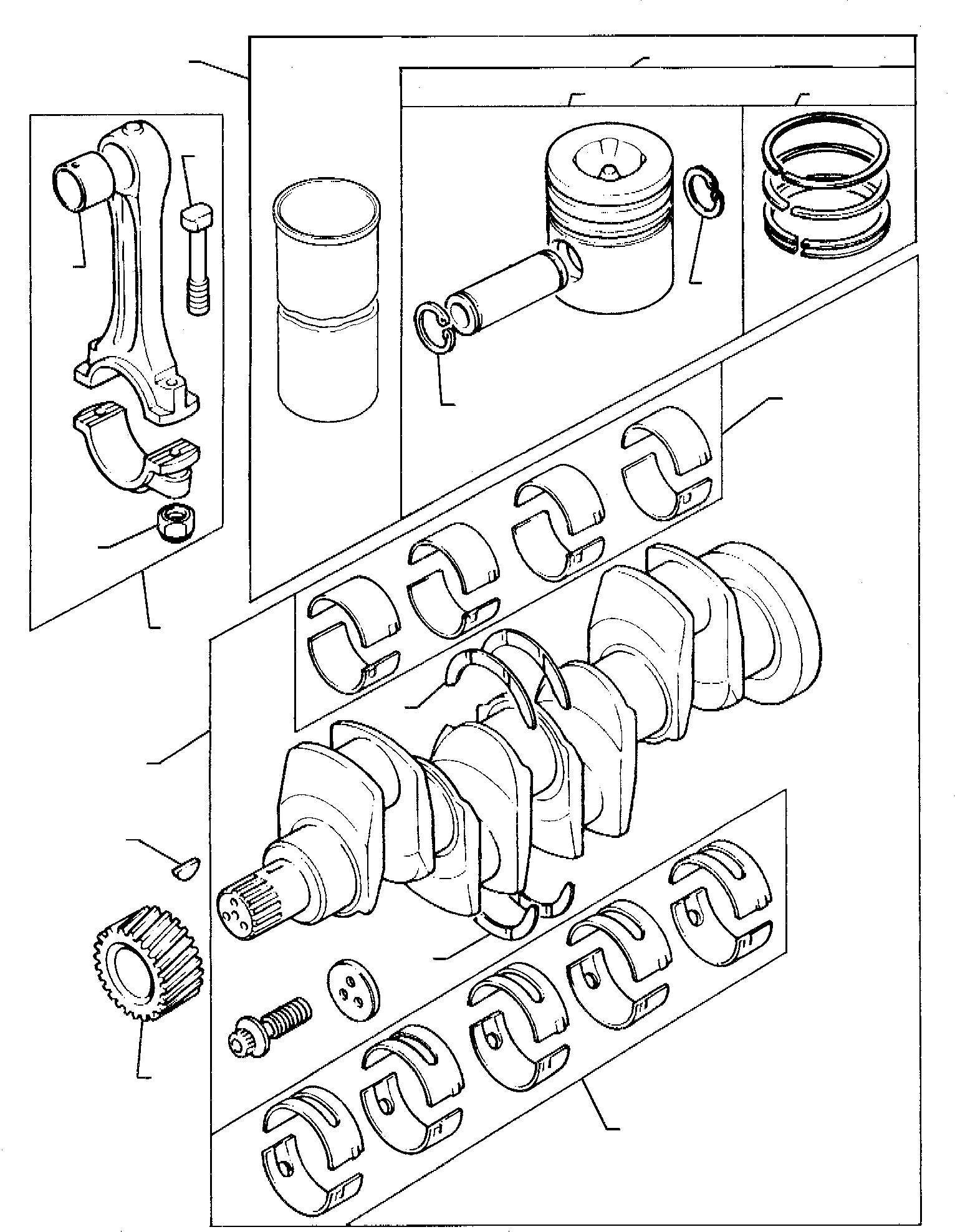 Схема запчастей Komatsu WB95R-1 WB97R-1 - КОЛЕНВАЛ, ПОРШЕНЬ И ШАТУН (ASPIRATED ДВИГАТЕЛЬ) ГОЛОВКА ЦИЛИНДРОВ