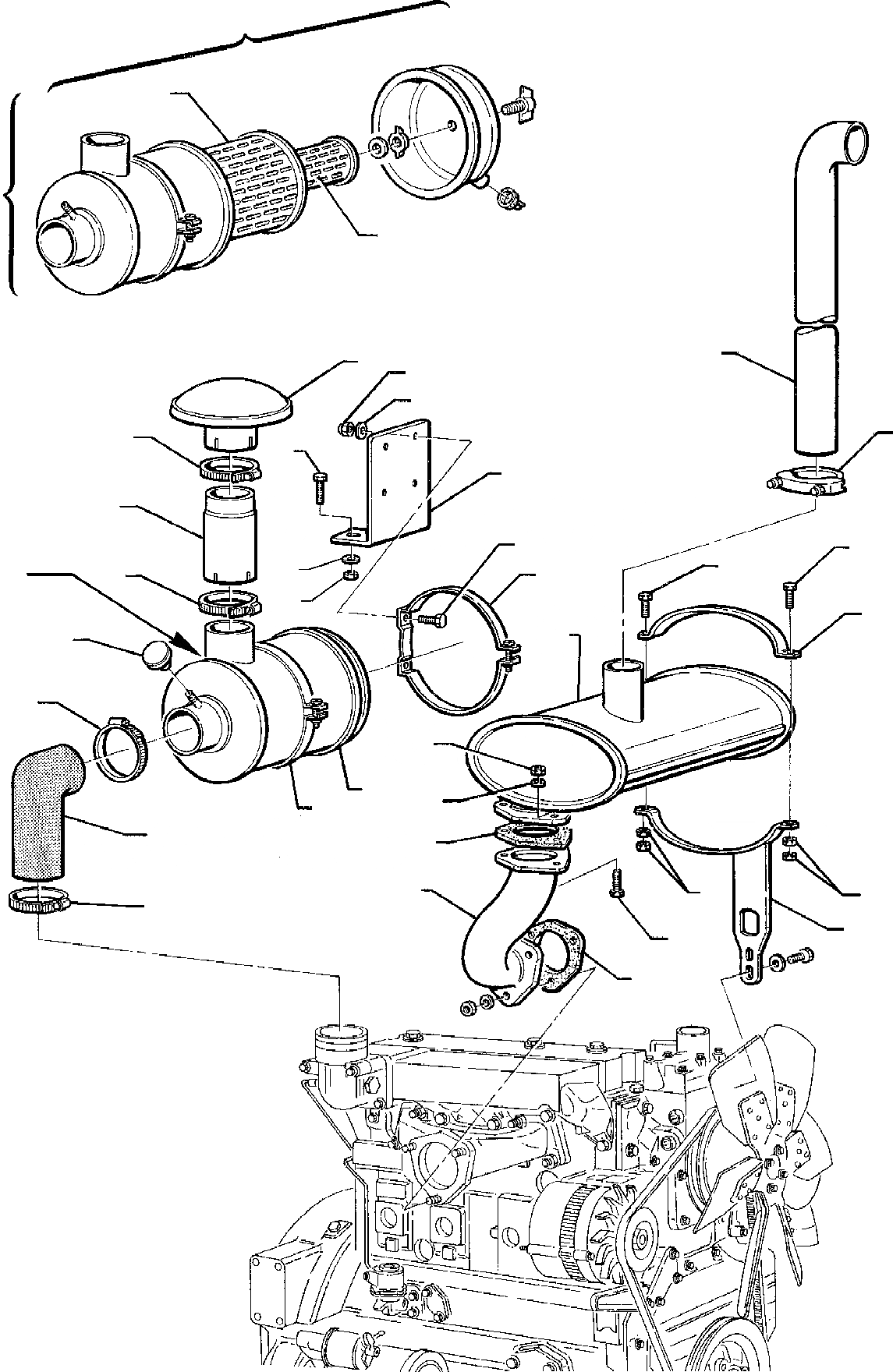 Схема запчастей Komatsu WB95R-1 WB97R-1 - ВОЗДУХООЧИСТИТЕЛЬ И ГЛУШИТЕЛЬ (ASPIRATED ANGINE) КОМПОНЕНТЫ ДВИГАТЕЛЯ И ЭЛЕКТРИКА
